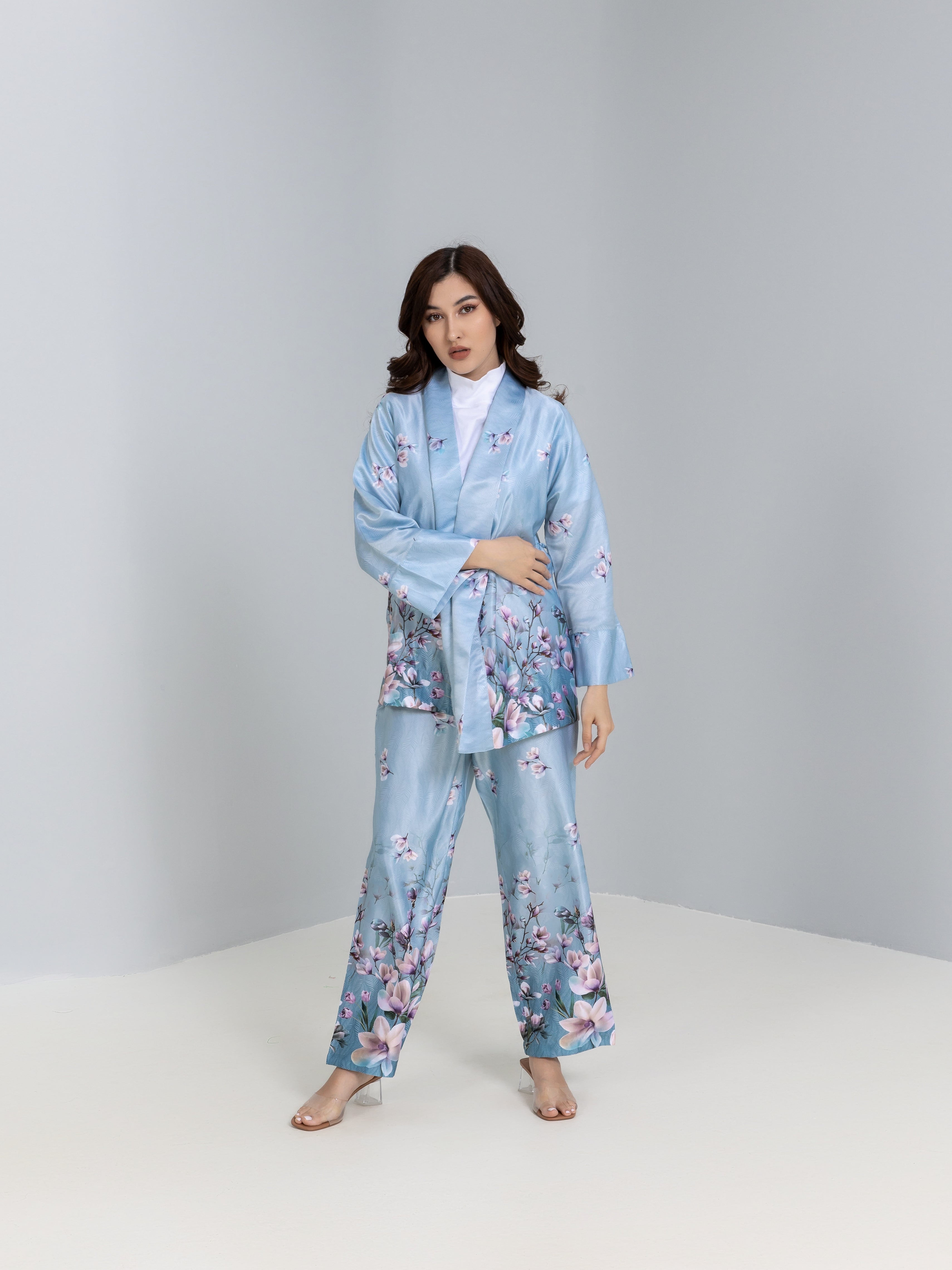 Floral Print Kimono with belt