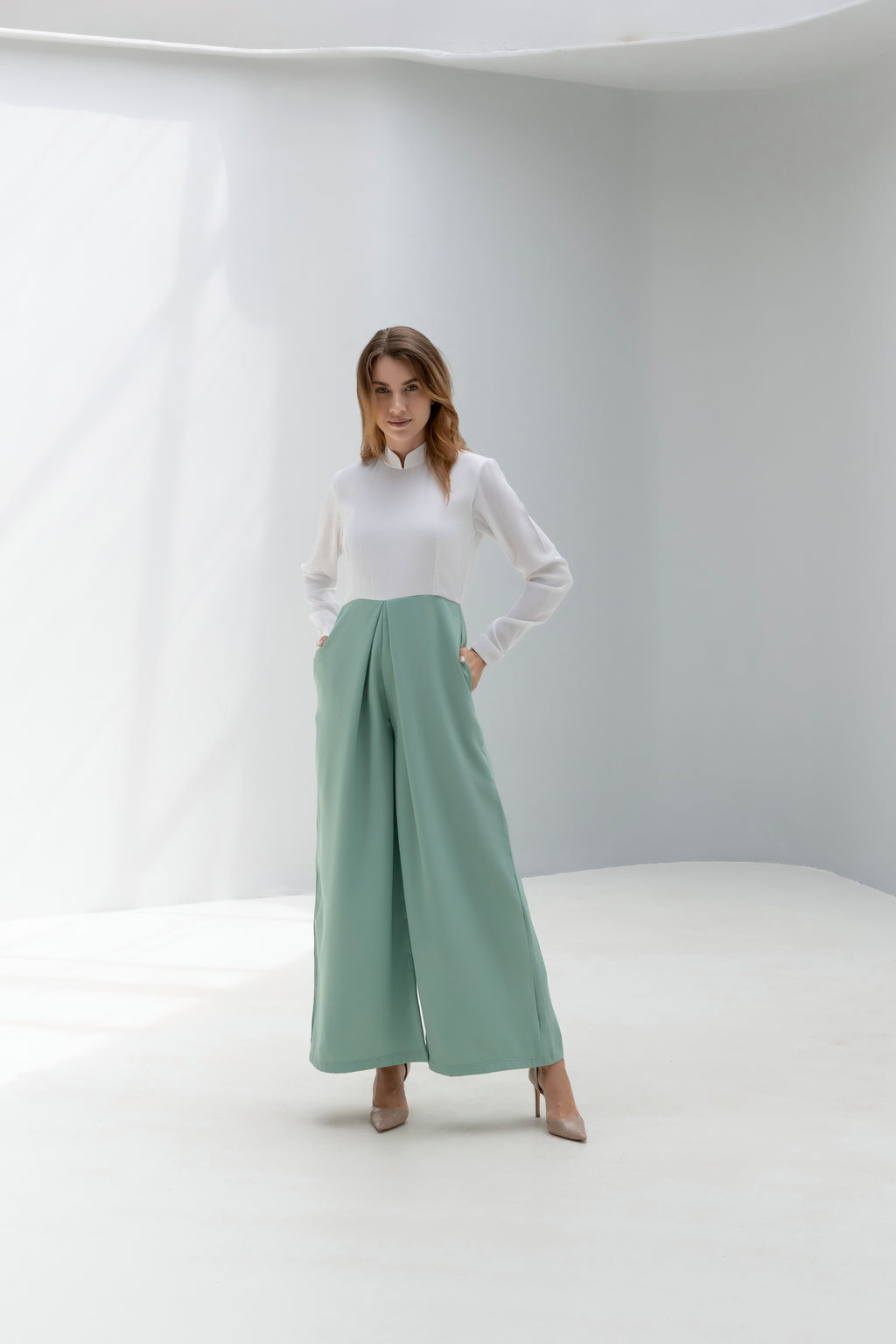 Mandarin Collar Jumpsuit
