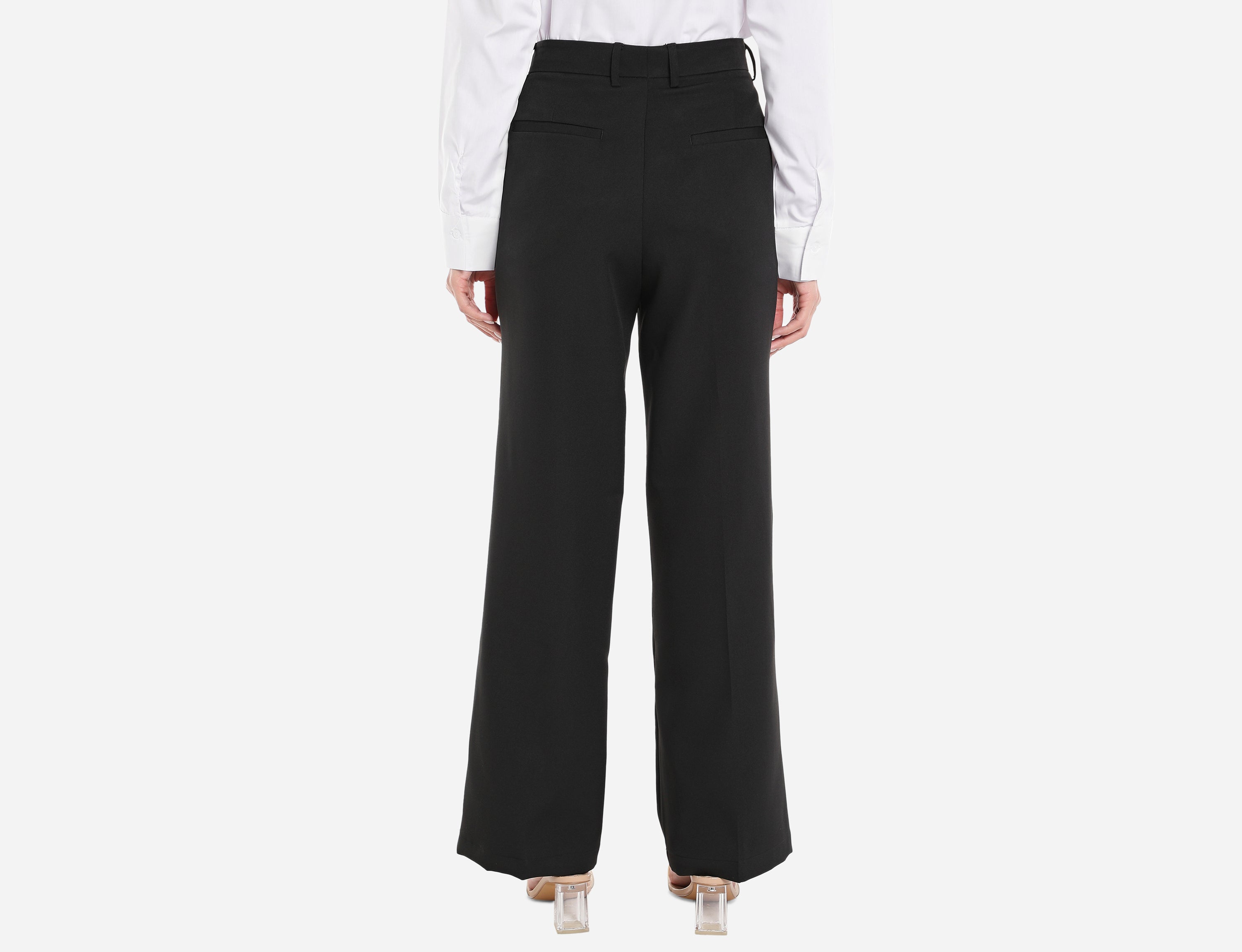 Straight-cut mid waist trousers