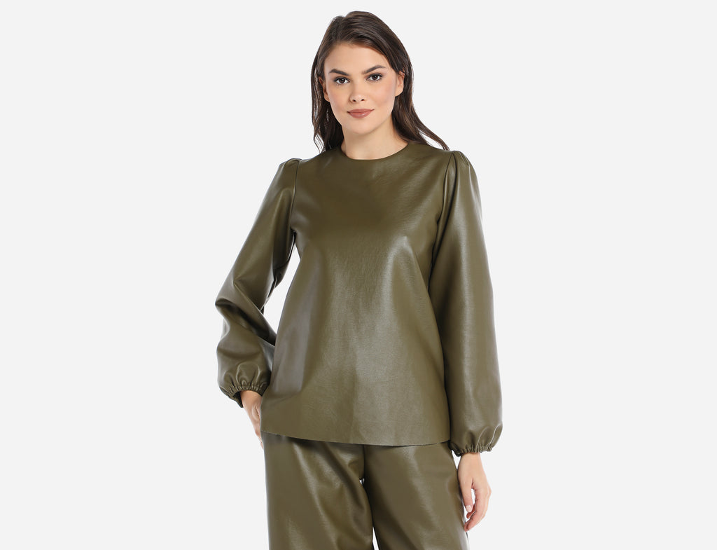 Masculine low rise Faux Leather trousers