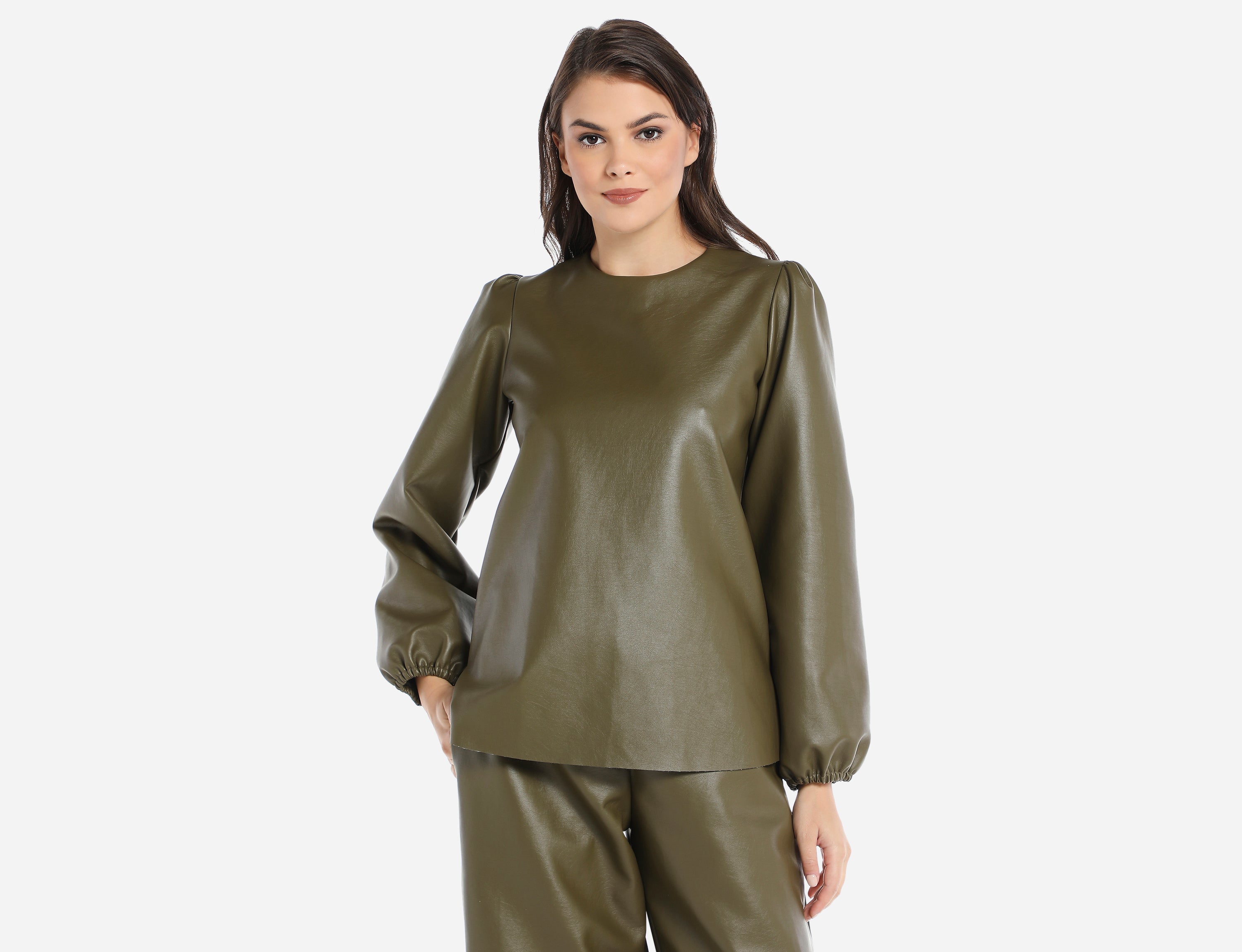 Masculine low rise Faux Leather trousers