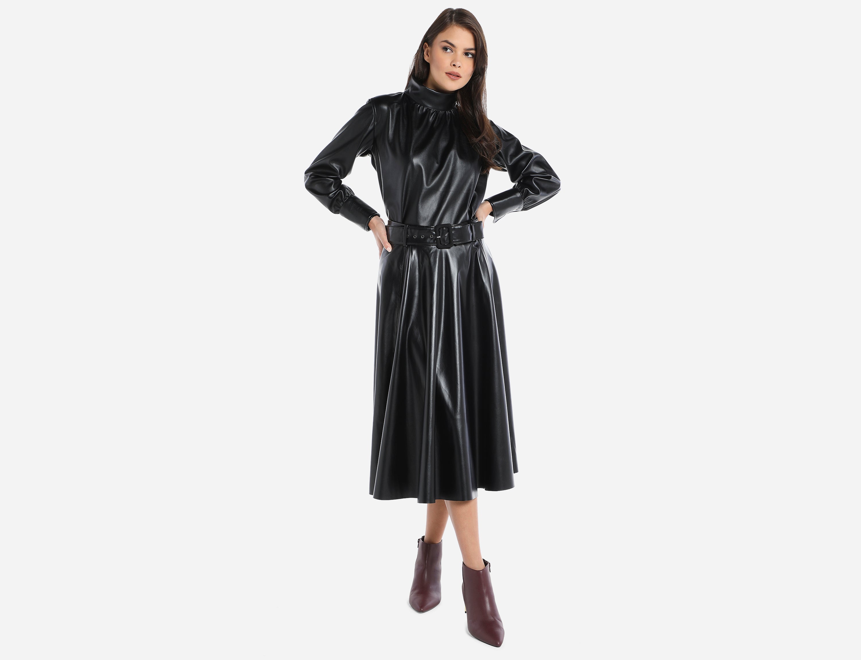 Faux Leather high neck blouse