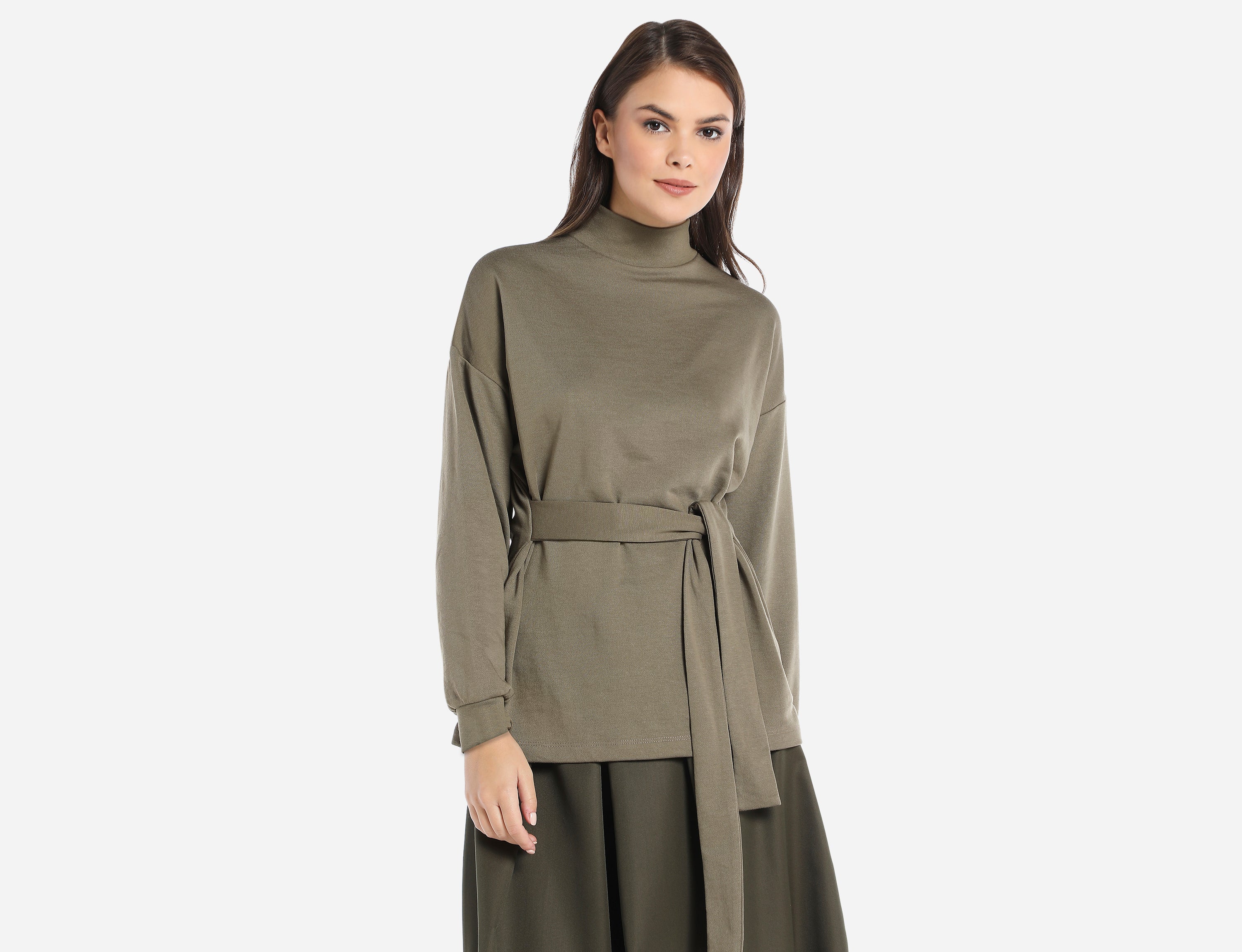 High neck Blouse with belt