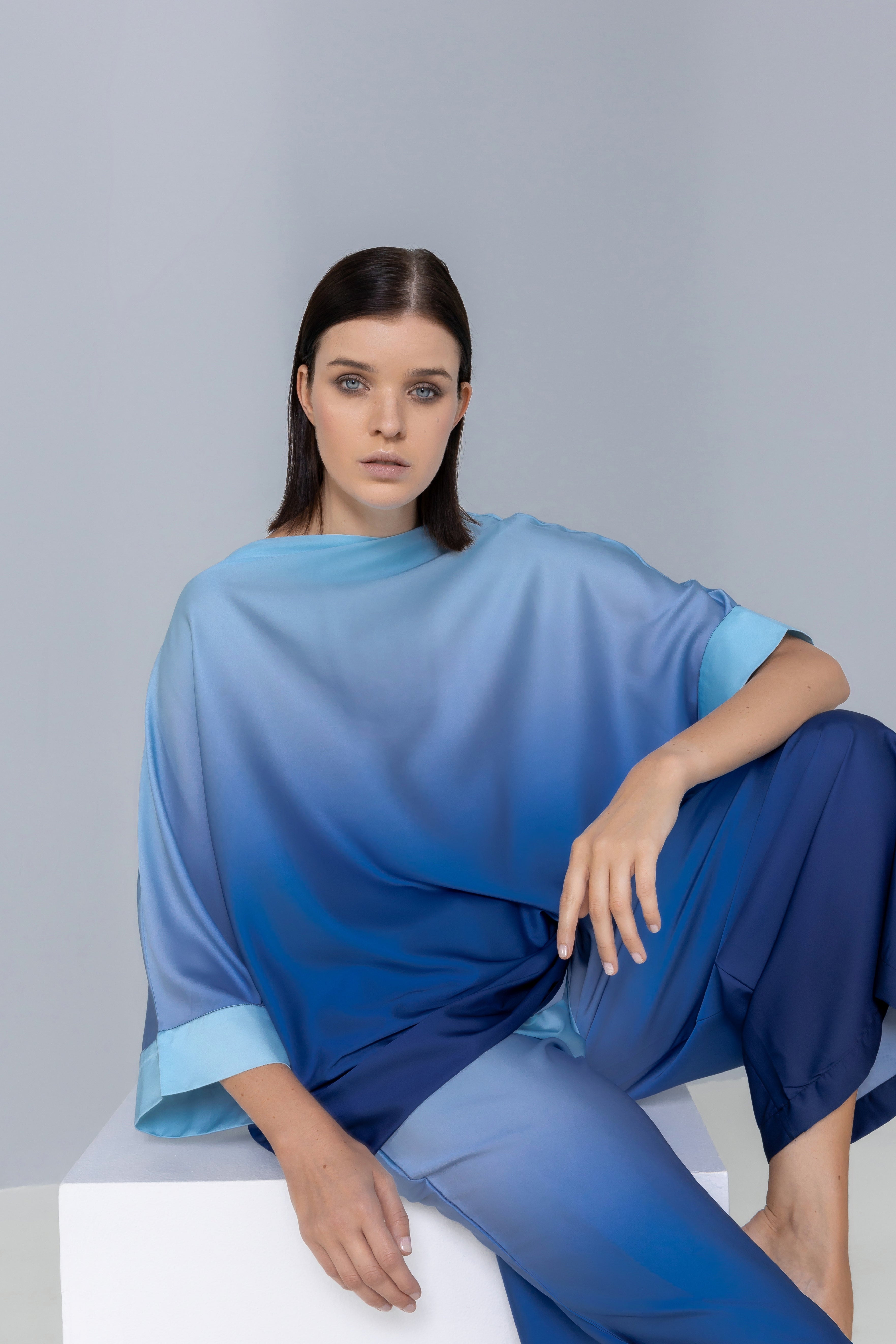 Oversized Ombre Satin Silk Top