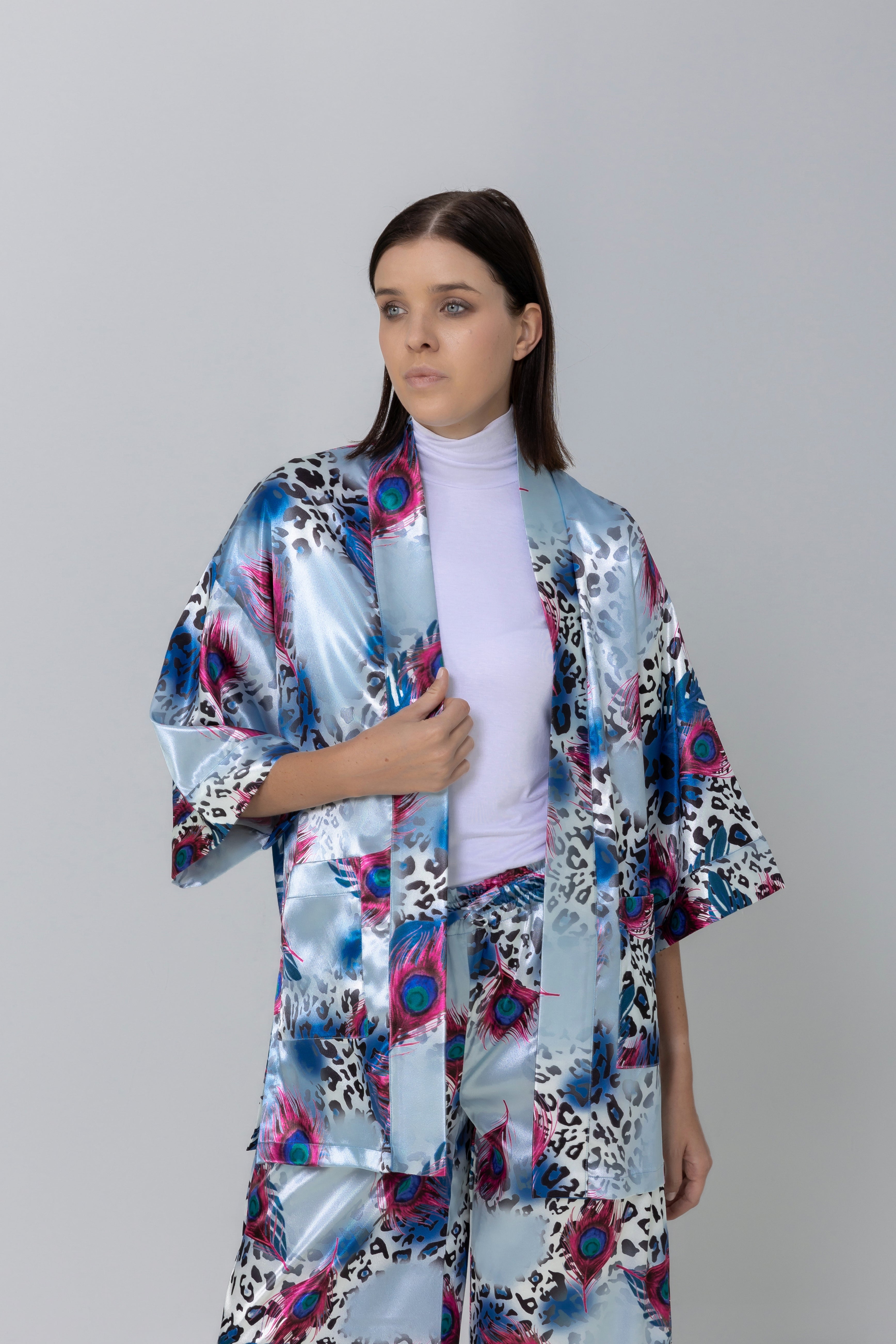 Printed Satin Kimono