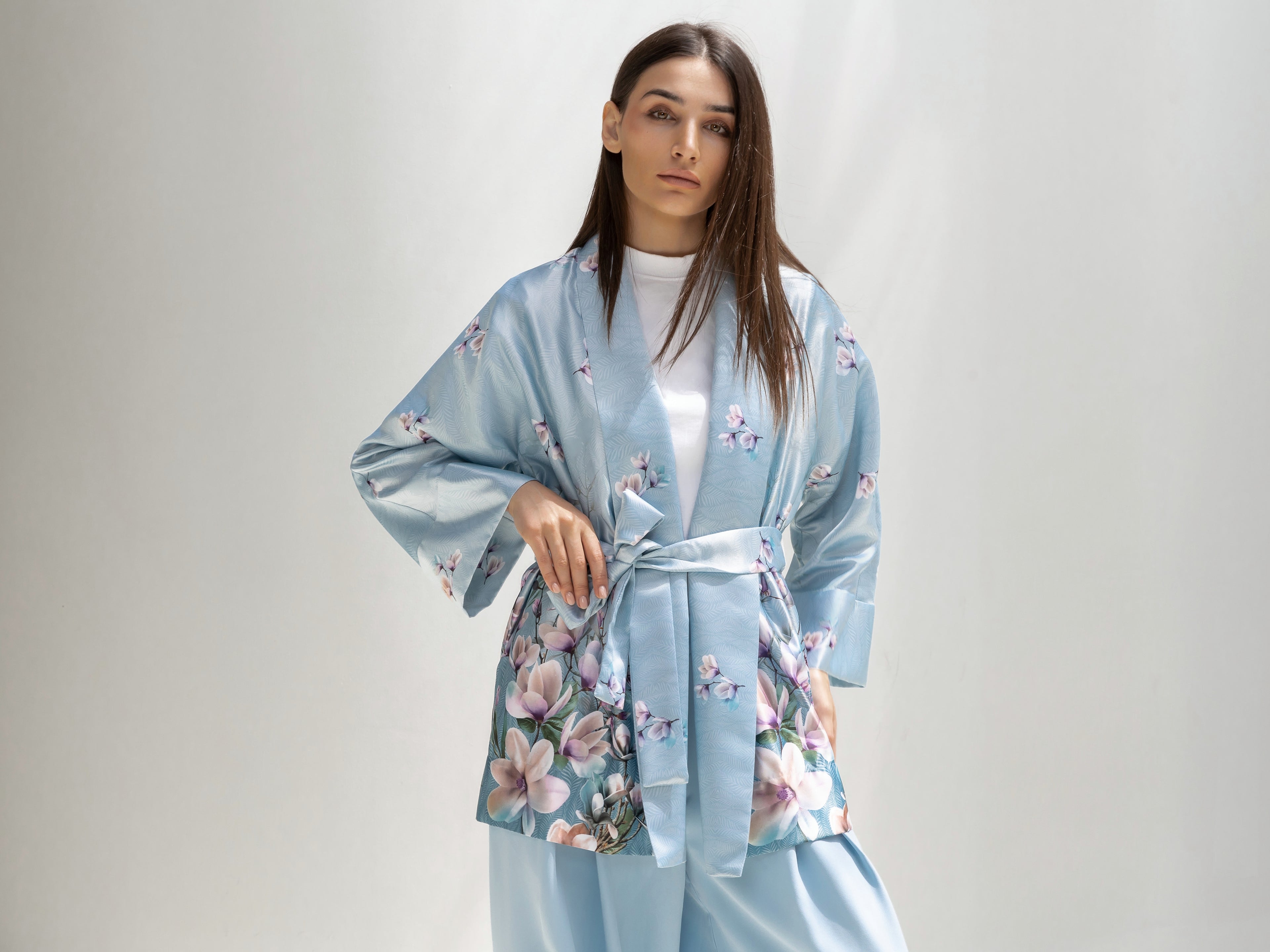 Floral Print Kimono with belt