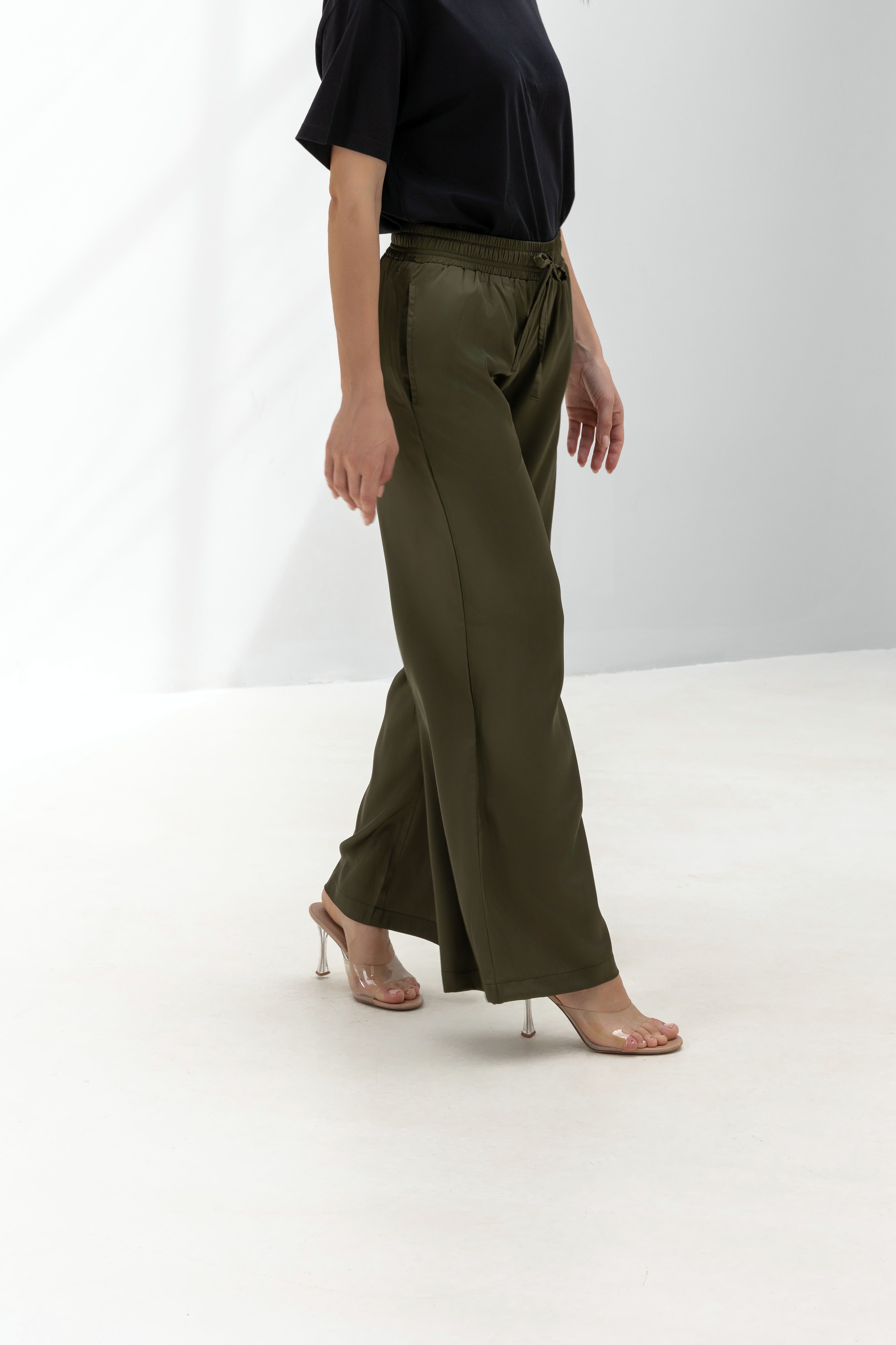 Mid-waist Flowing Silk Trousers