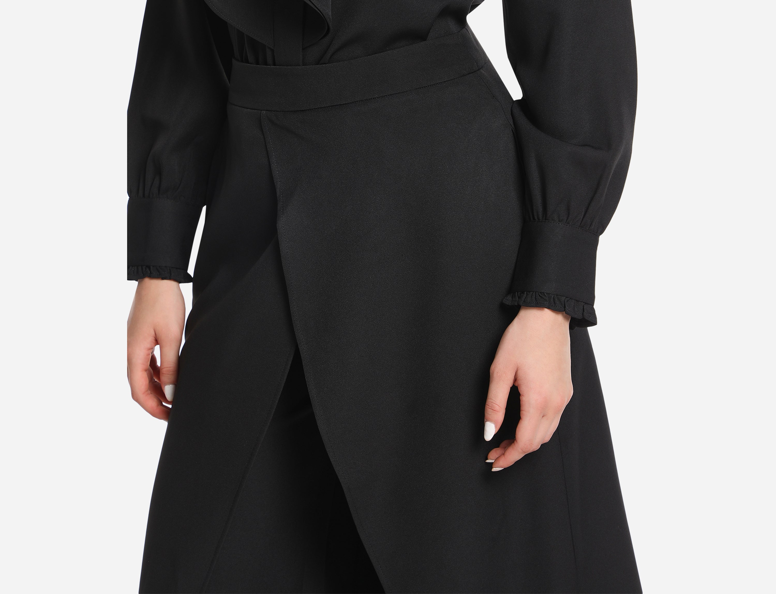 Wide leg pants with overlay skirt