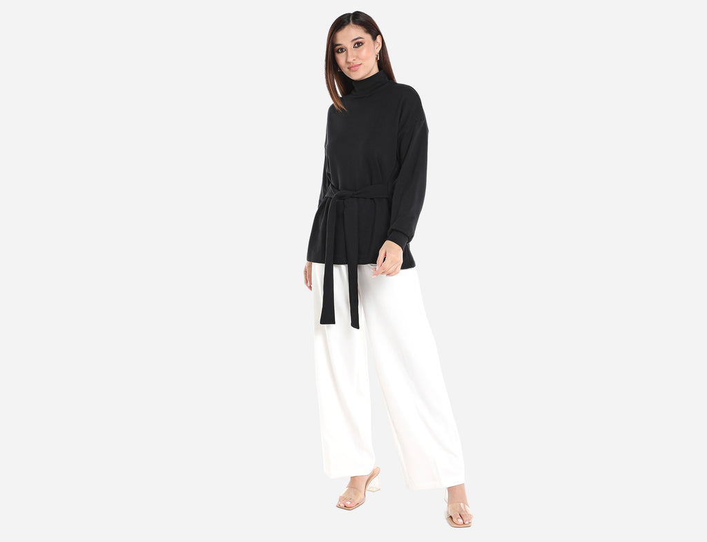 High neck Blouse with belt