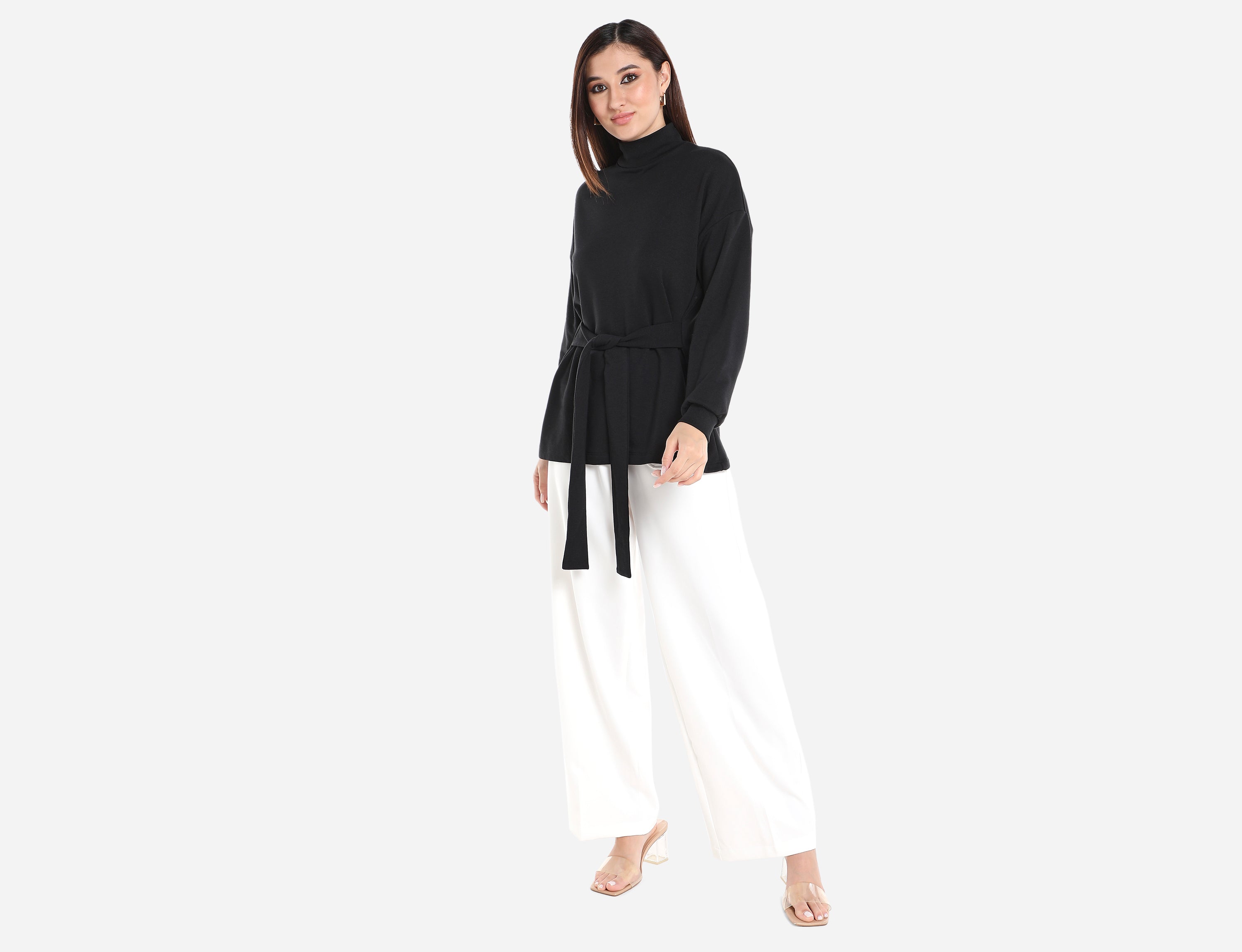 High neck Blouse with belt