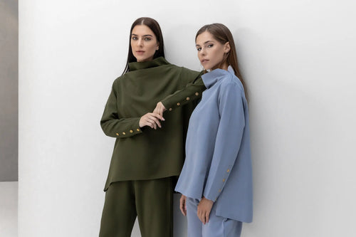 Loose Turtleneck Top with Studs