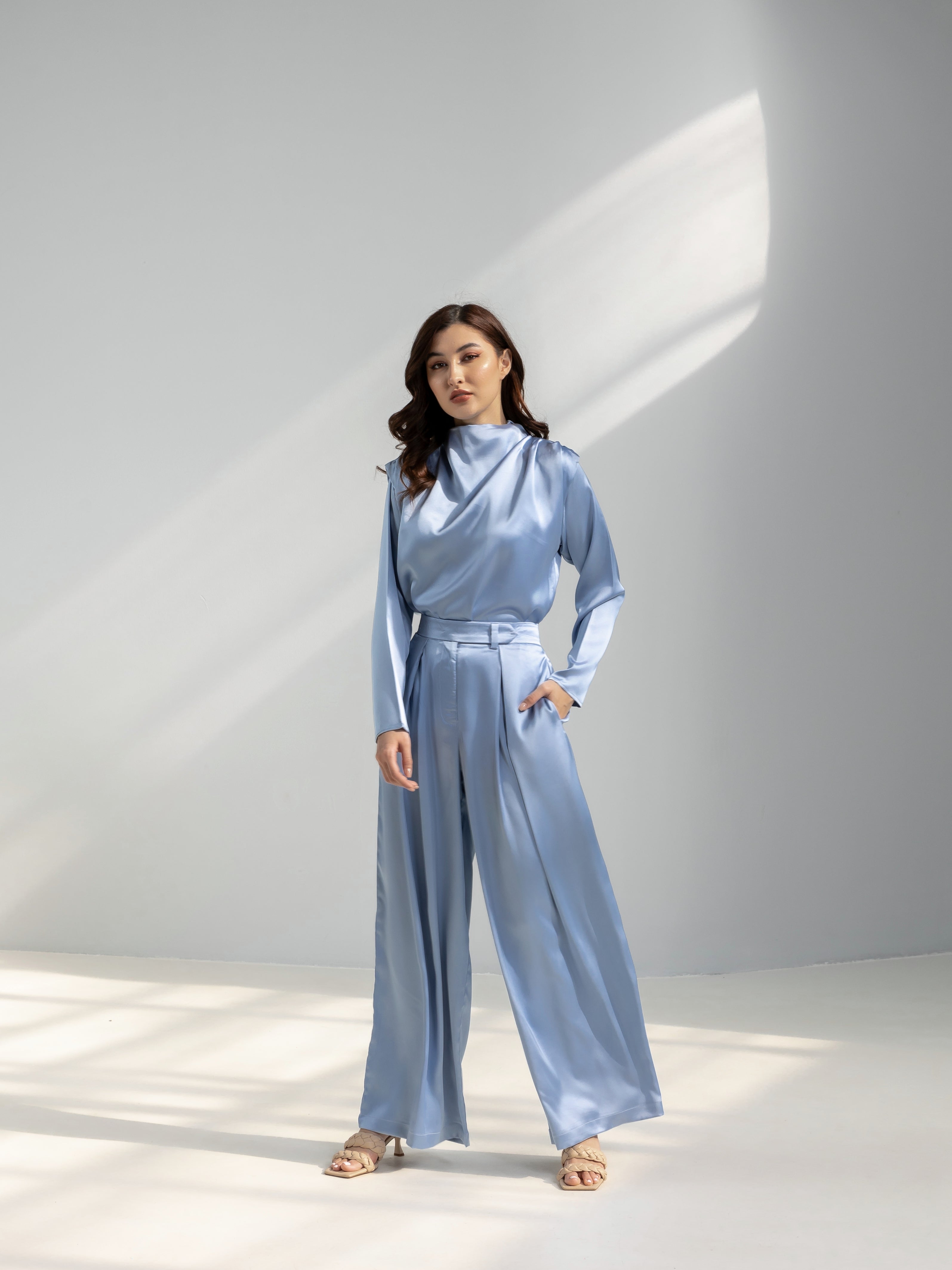 Wide leg Satin Trousers