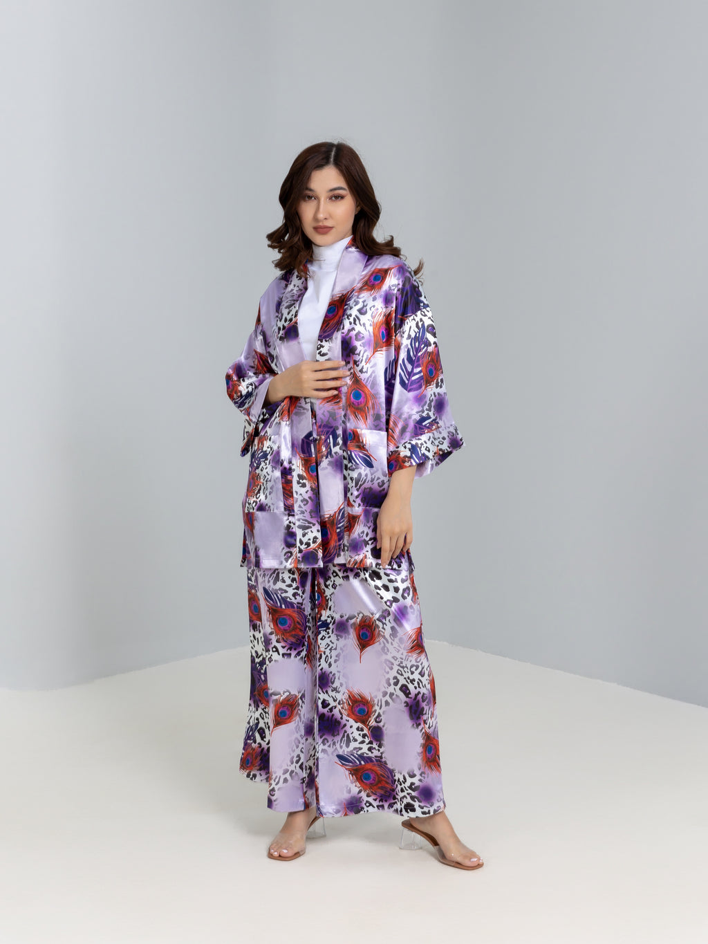 Printed Satin Kimono