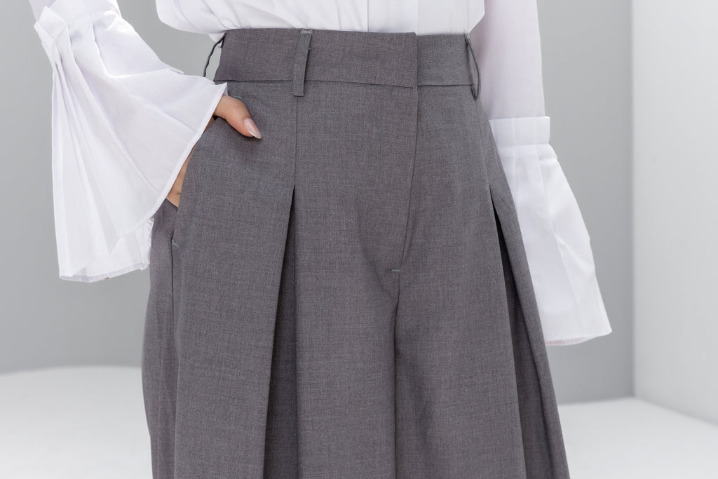 Wide-leg mid-waist tailored Trousers