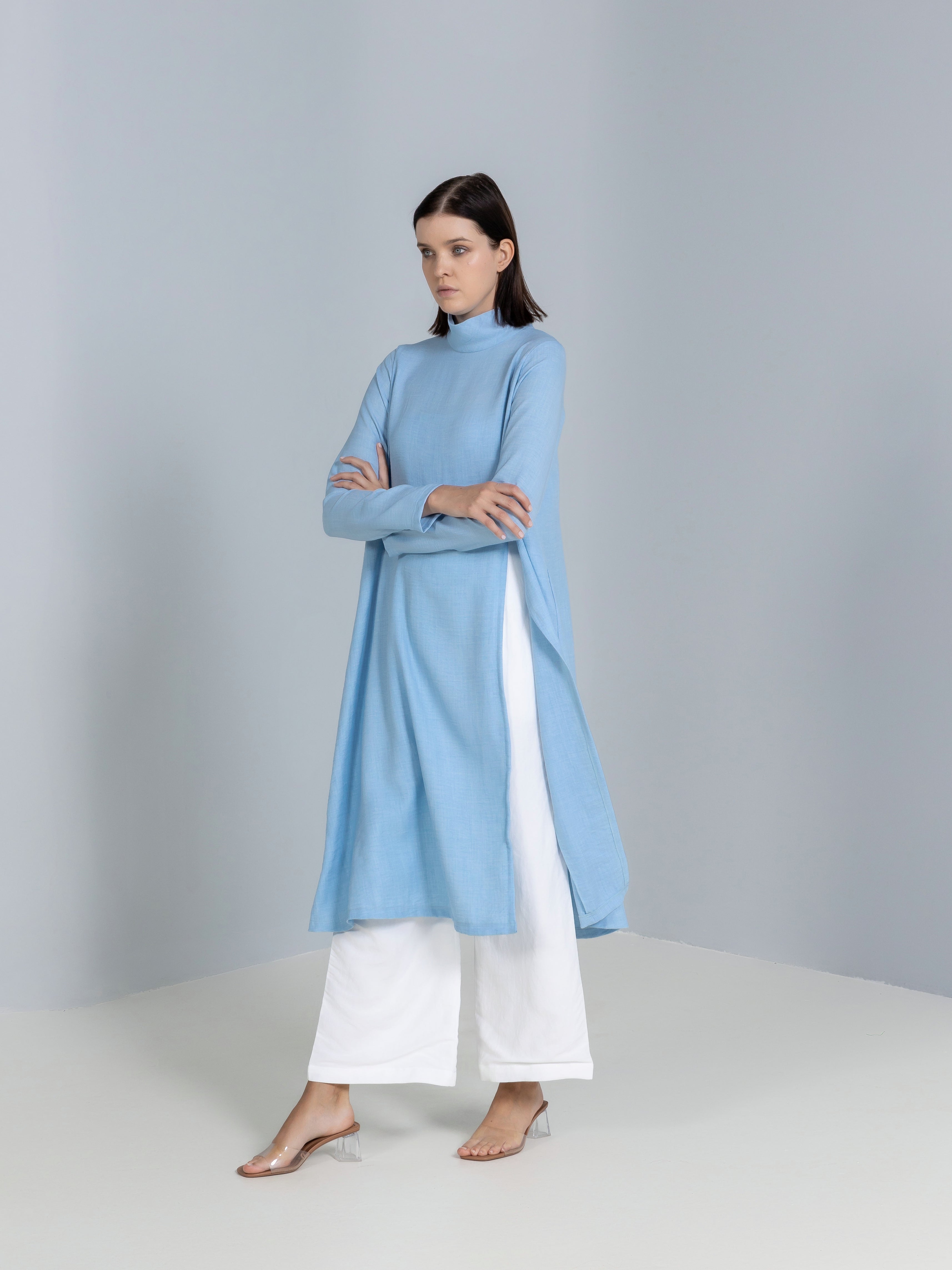 High-Slit Linen Top