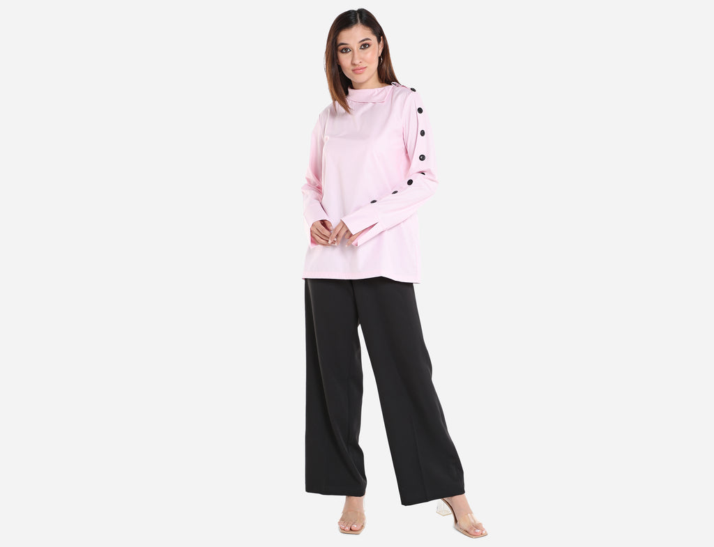 Shirt with buttons on sleeve
