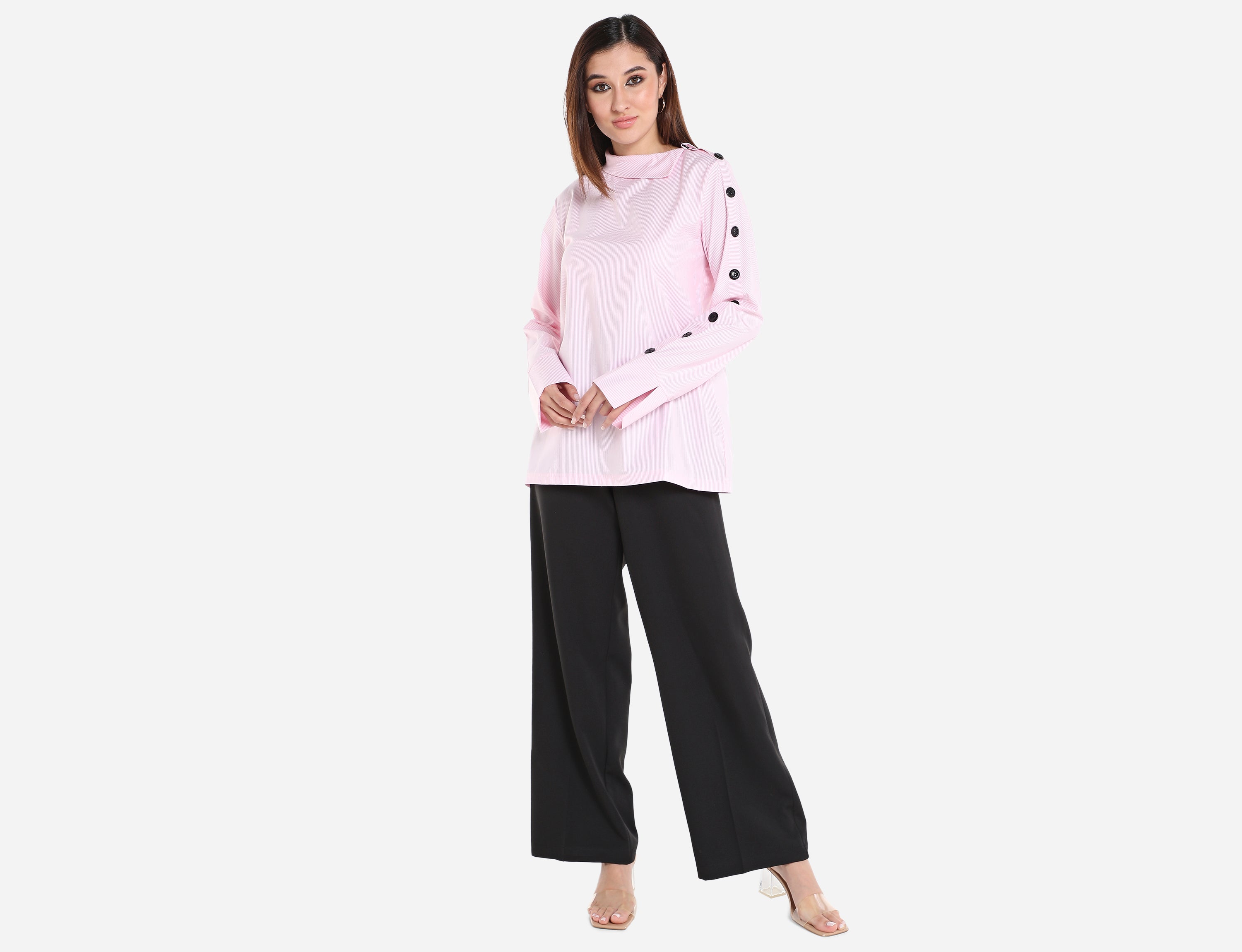 Shirt with buttons on sleeve