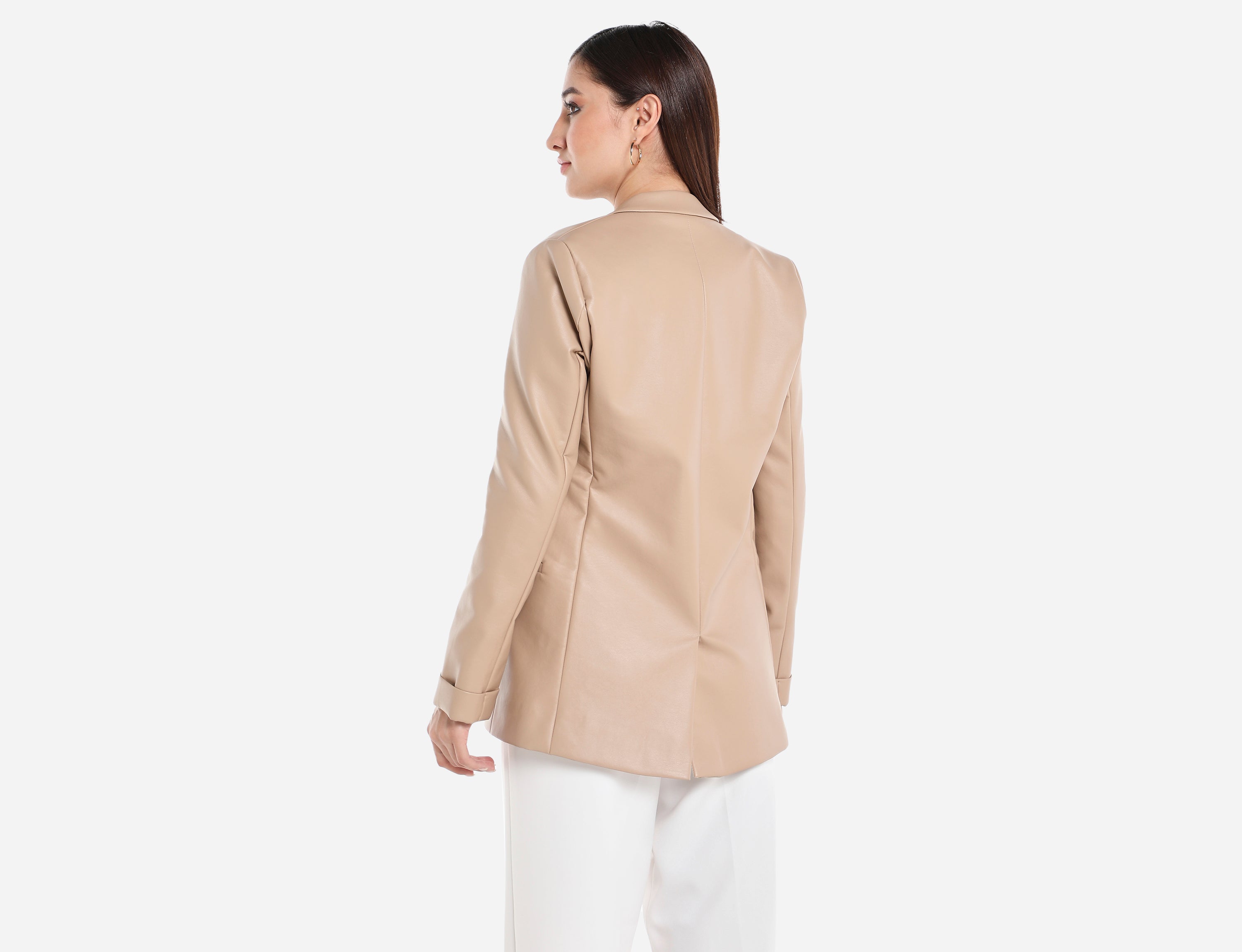 Straight cut Faux Leather Blazer