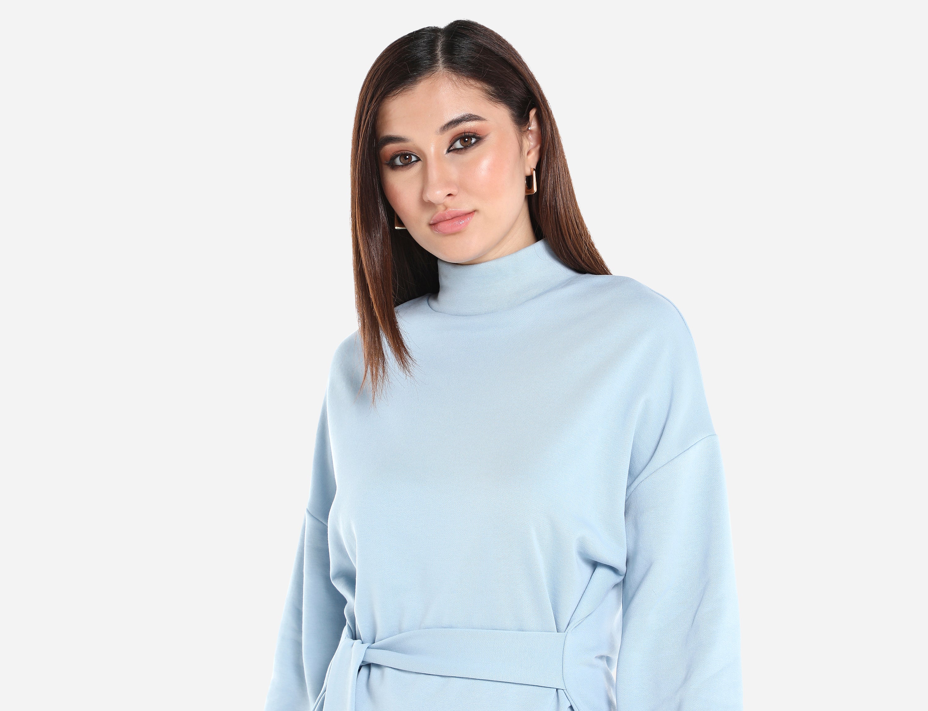 High neck Blouse with belt