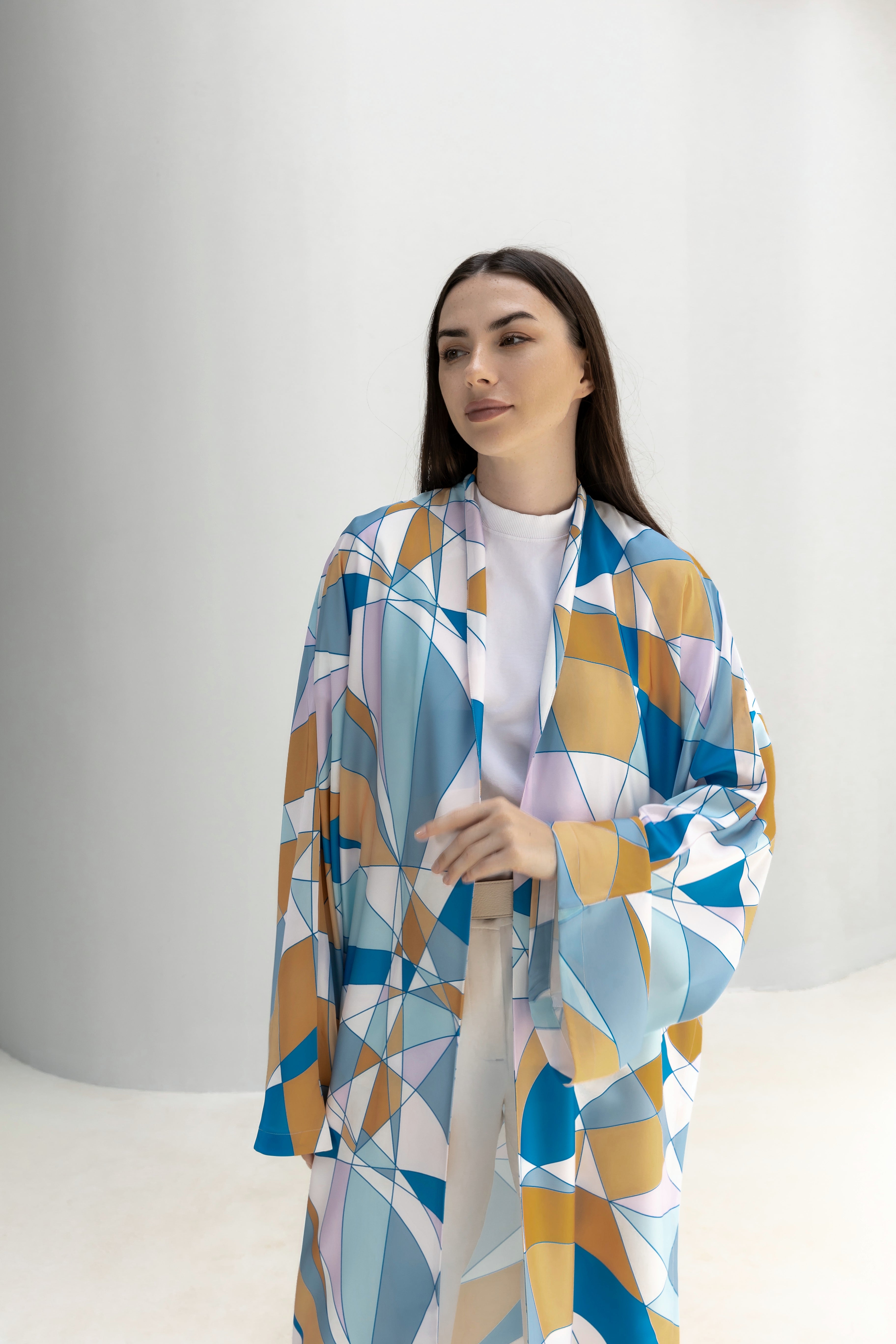 Printed Satin Silk Cardigan
