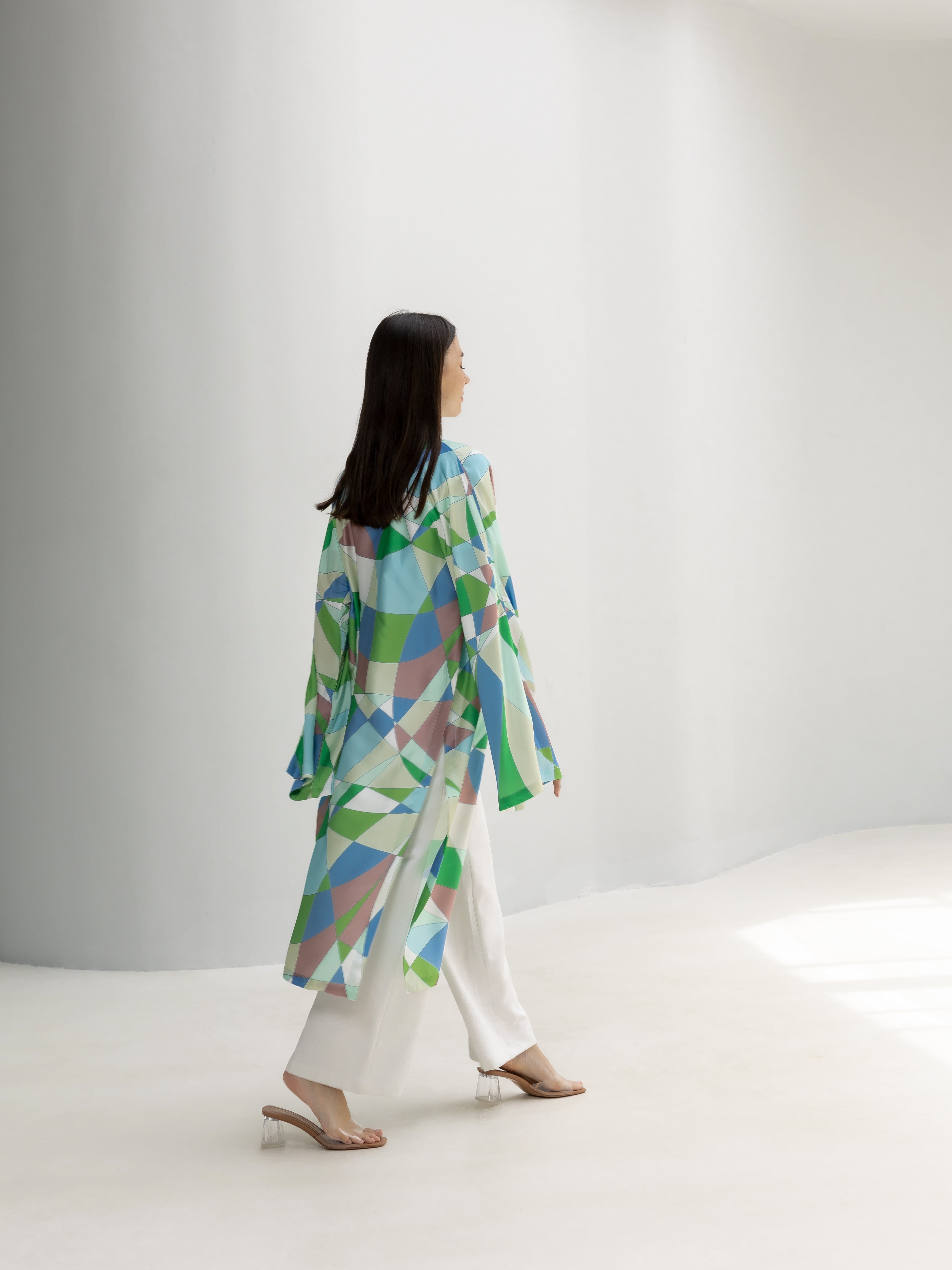 Printed Satin Silk Cardigan