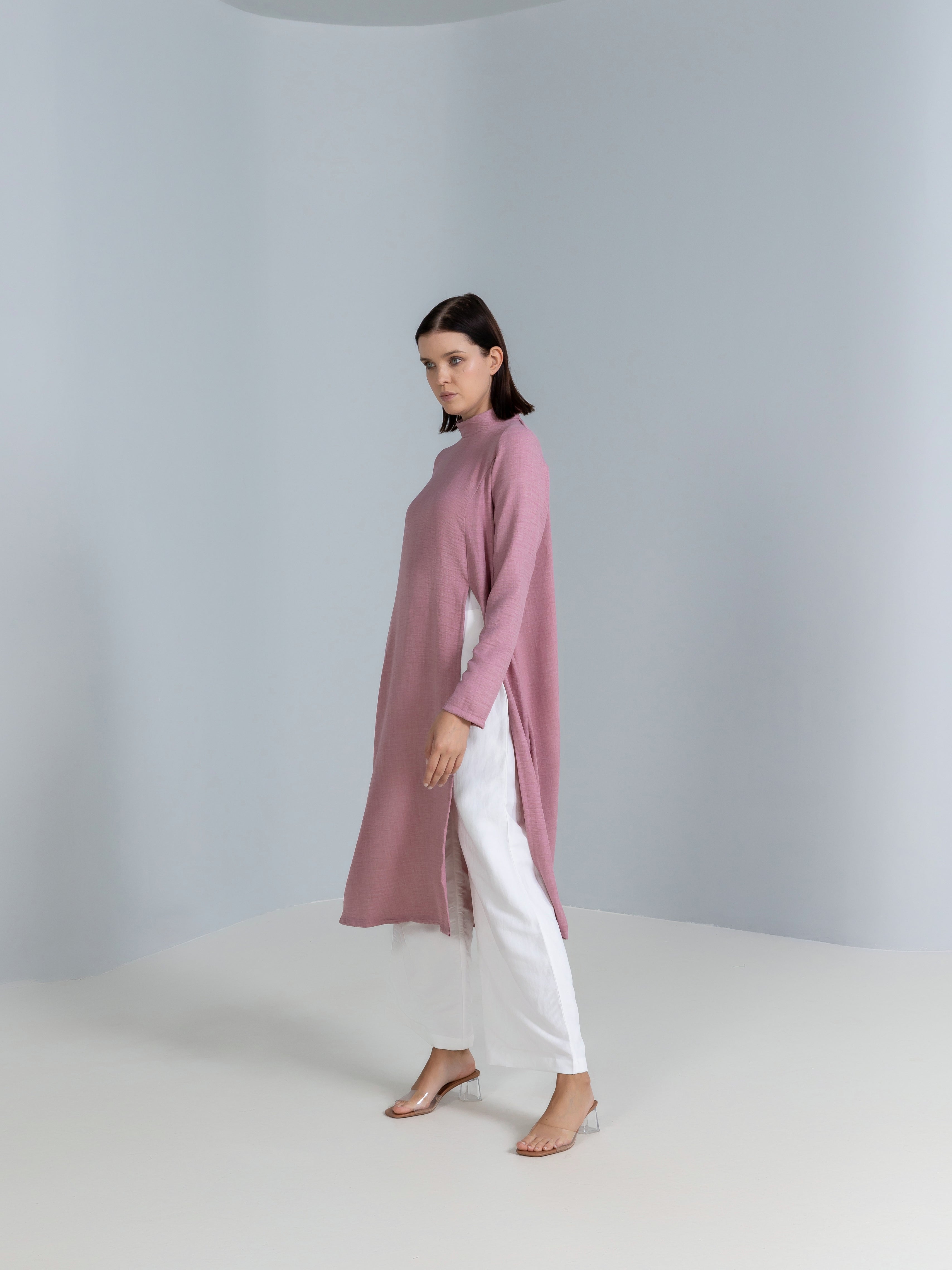 High-Slit Linen Top