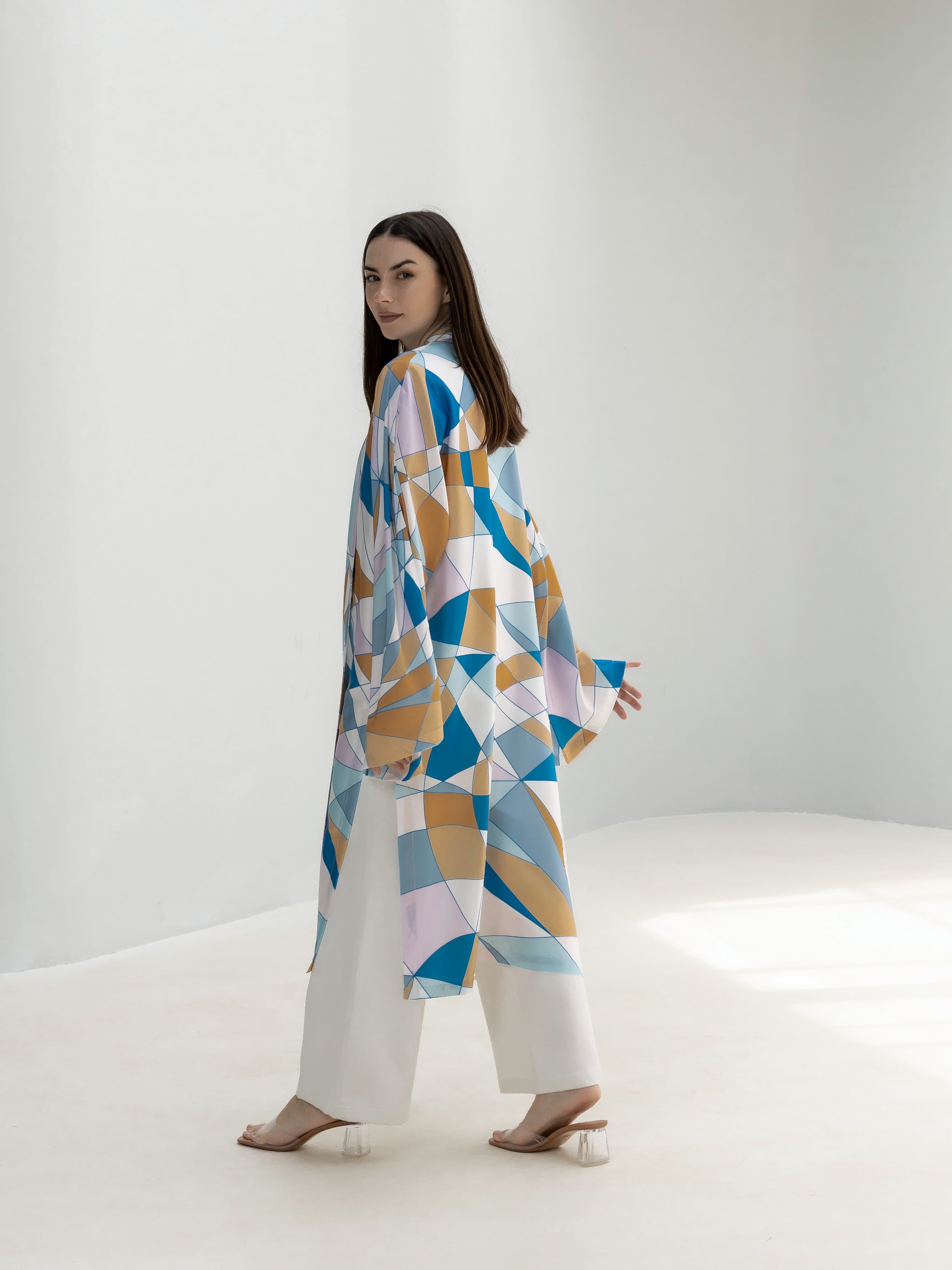 Printed Satin Silk Cardigan