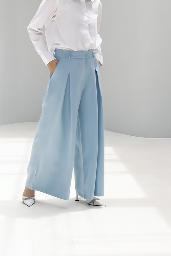 Wide-leg mid-waist tailored Trousers