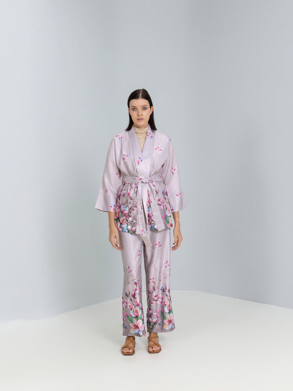 Floral Print Kimono with belt
