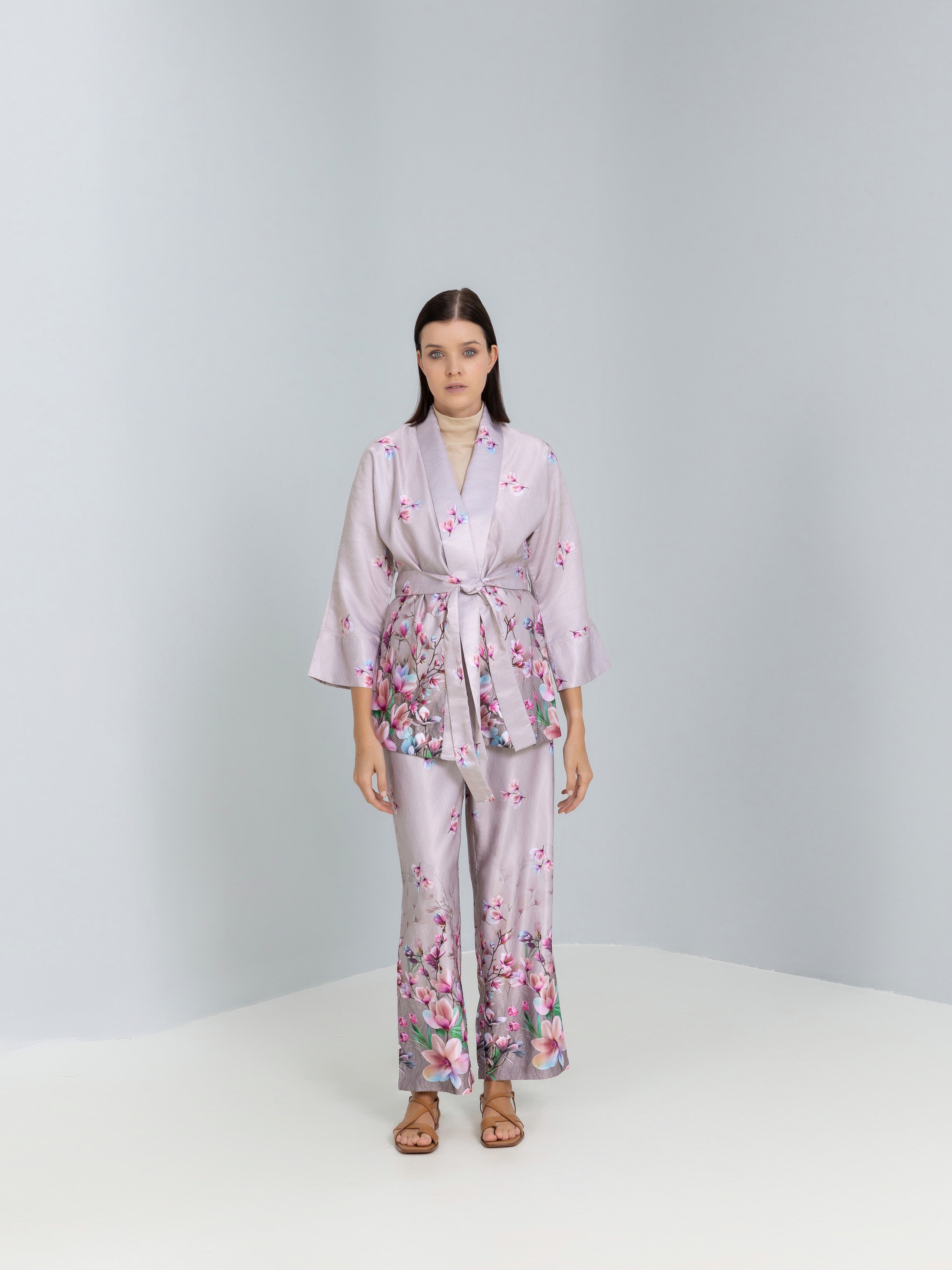 Floral Print Kimono with belt