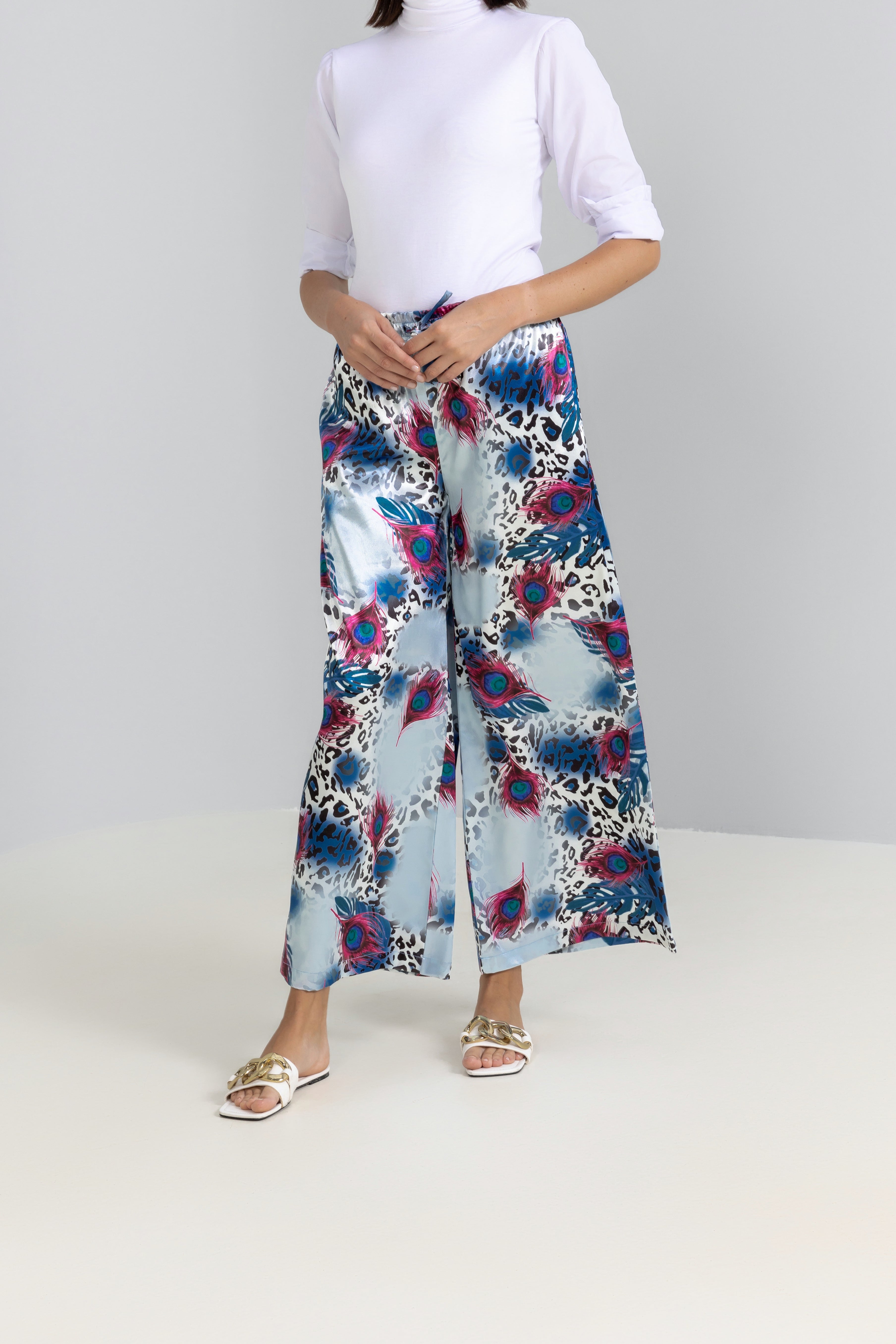 Flowing wide-leg Printed Trousers