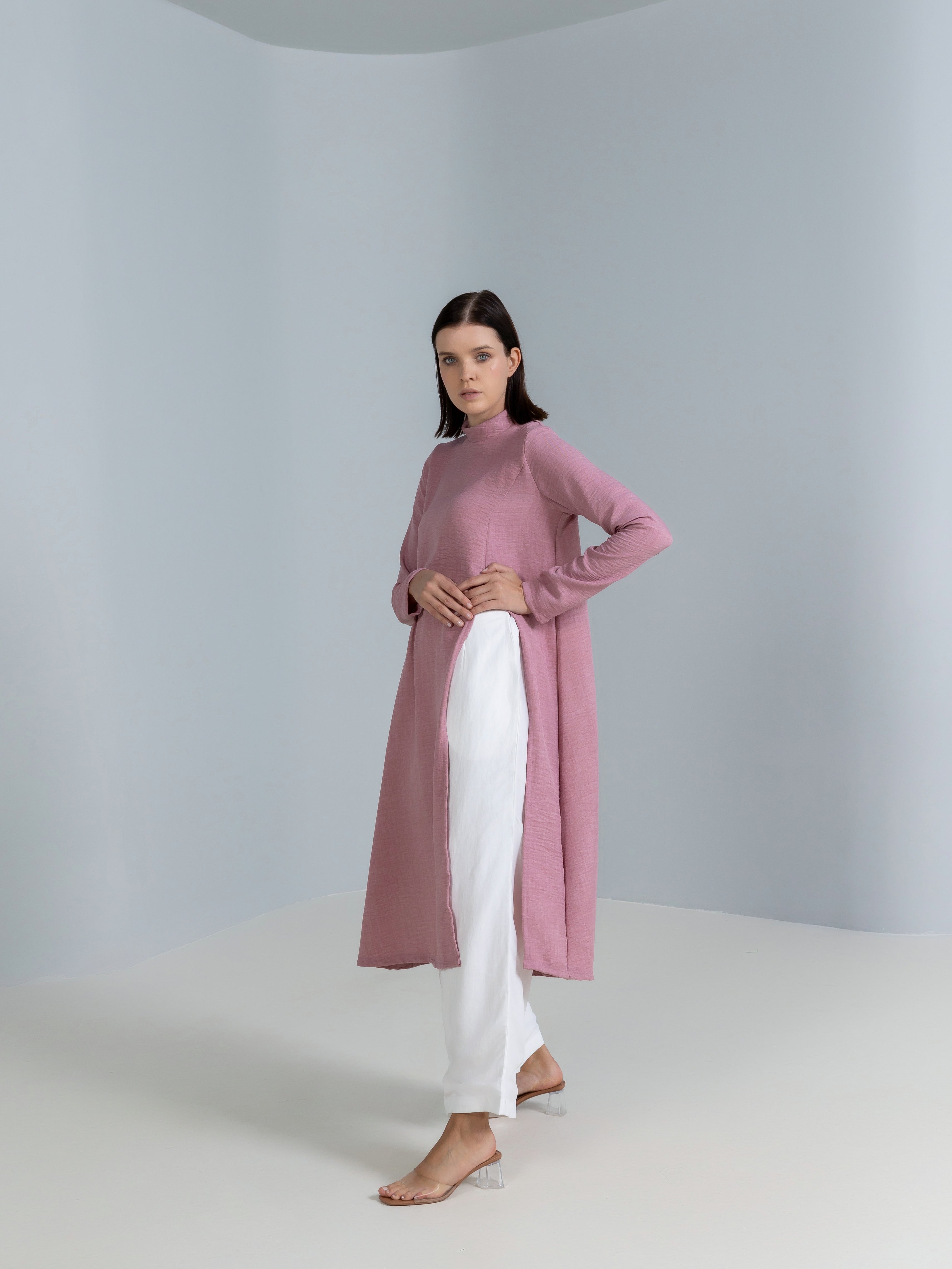 High-Slit Linen Top