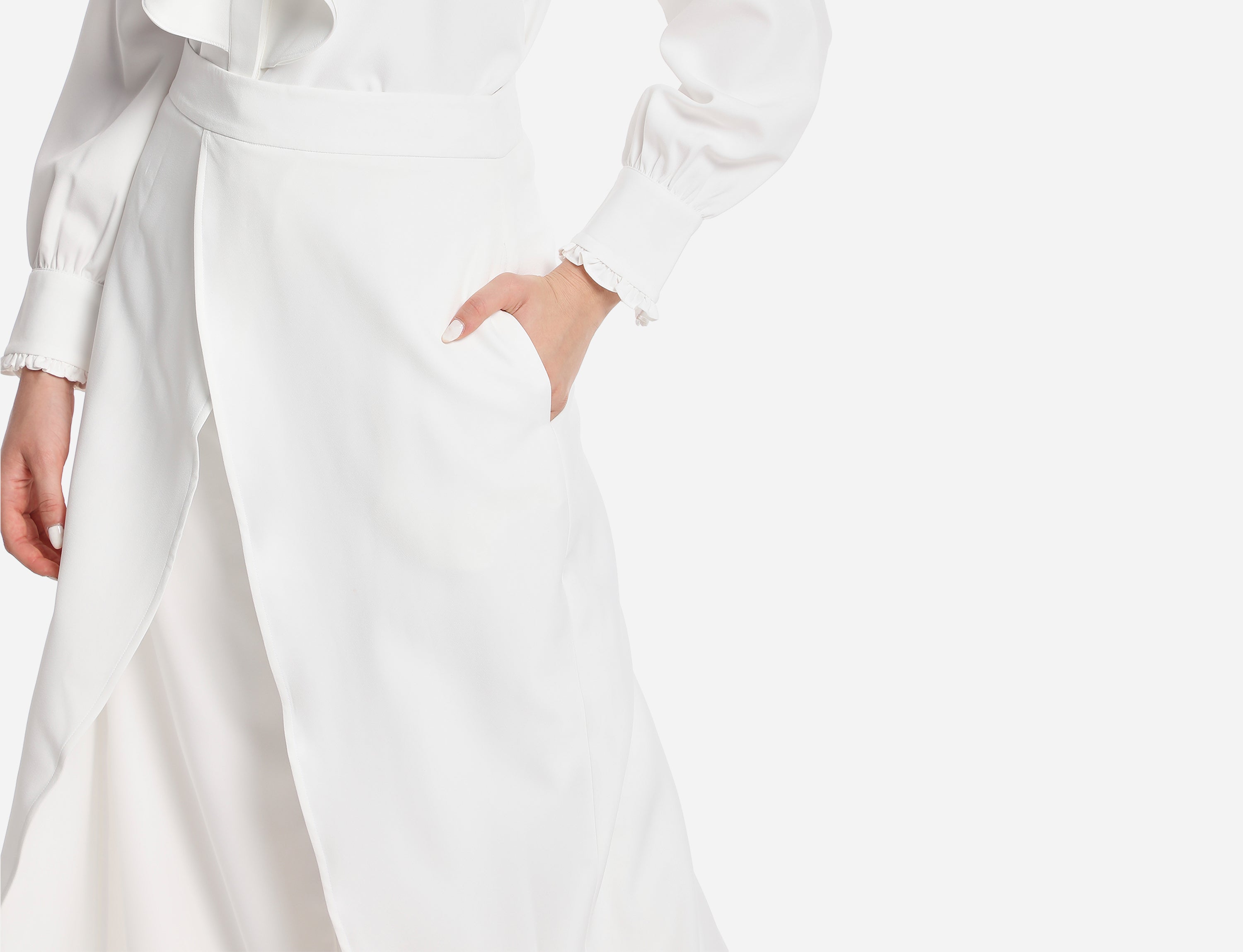Wide leg pants with overlay skirt