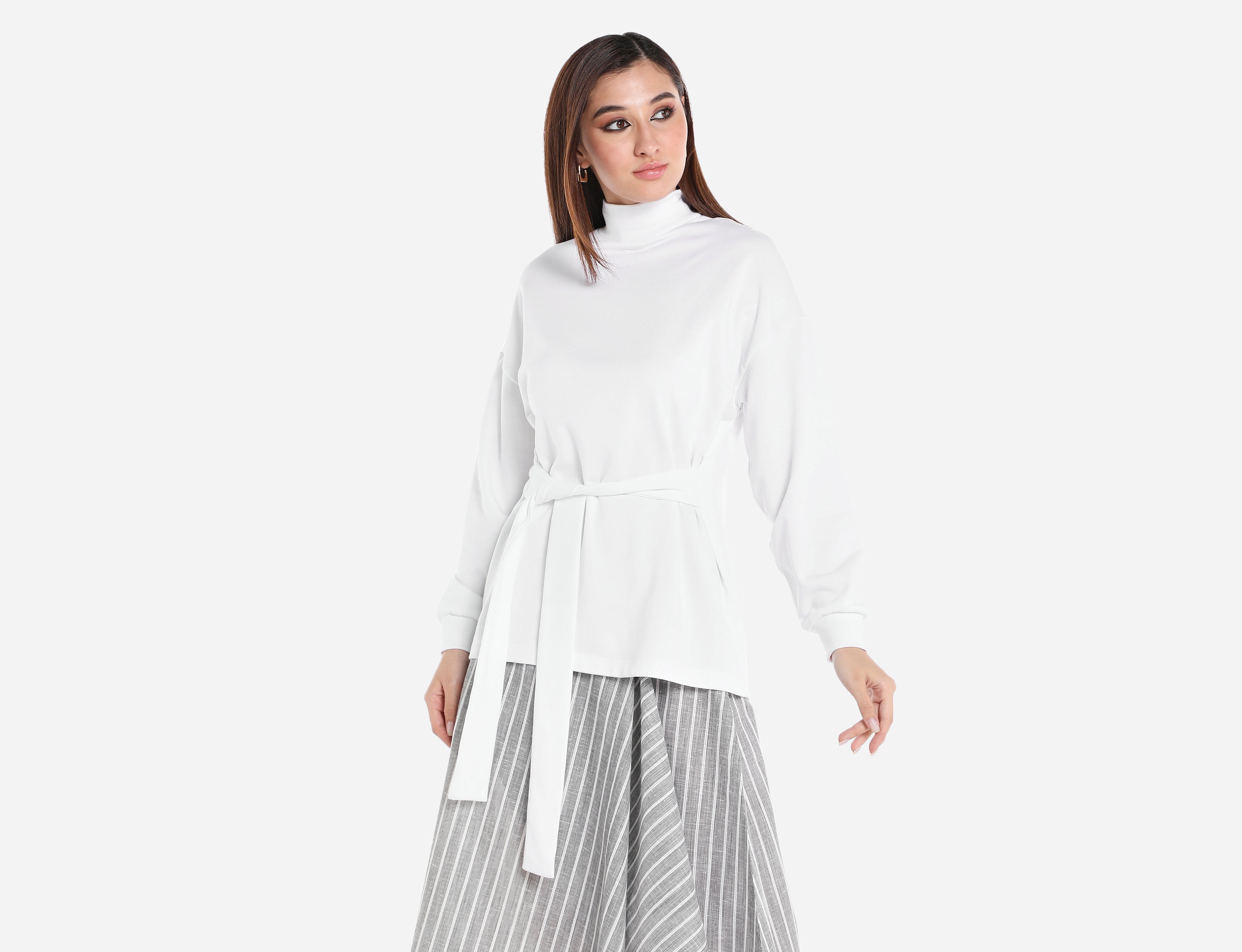 High neck Blouse with belt