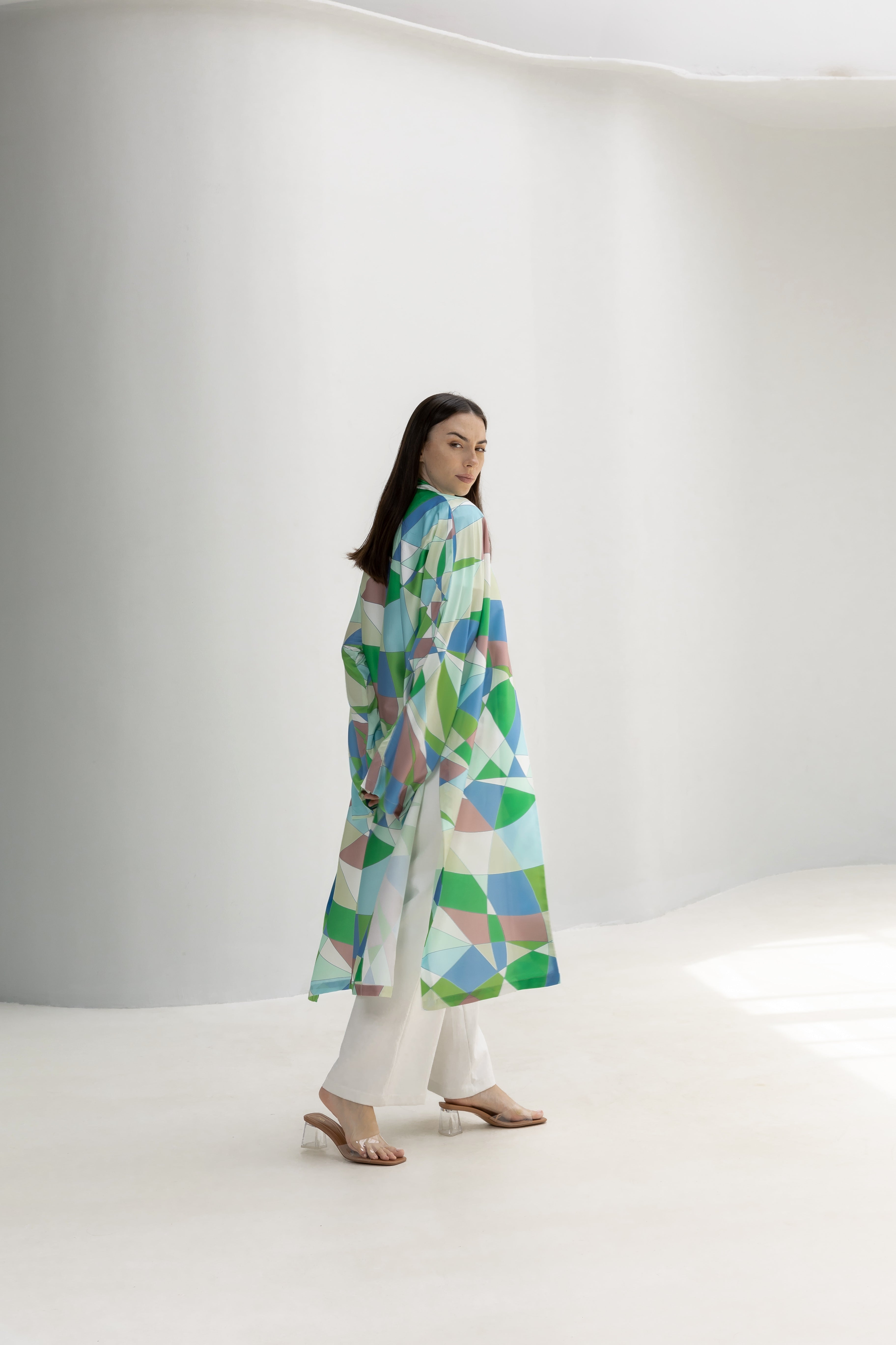 Printed Satin Silk Cardigan