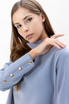 Loose Turtleneck Top with Studs