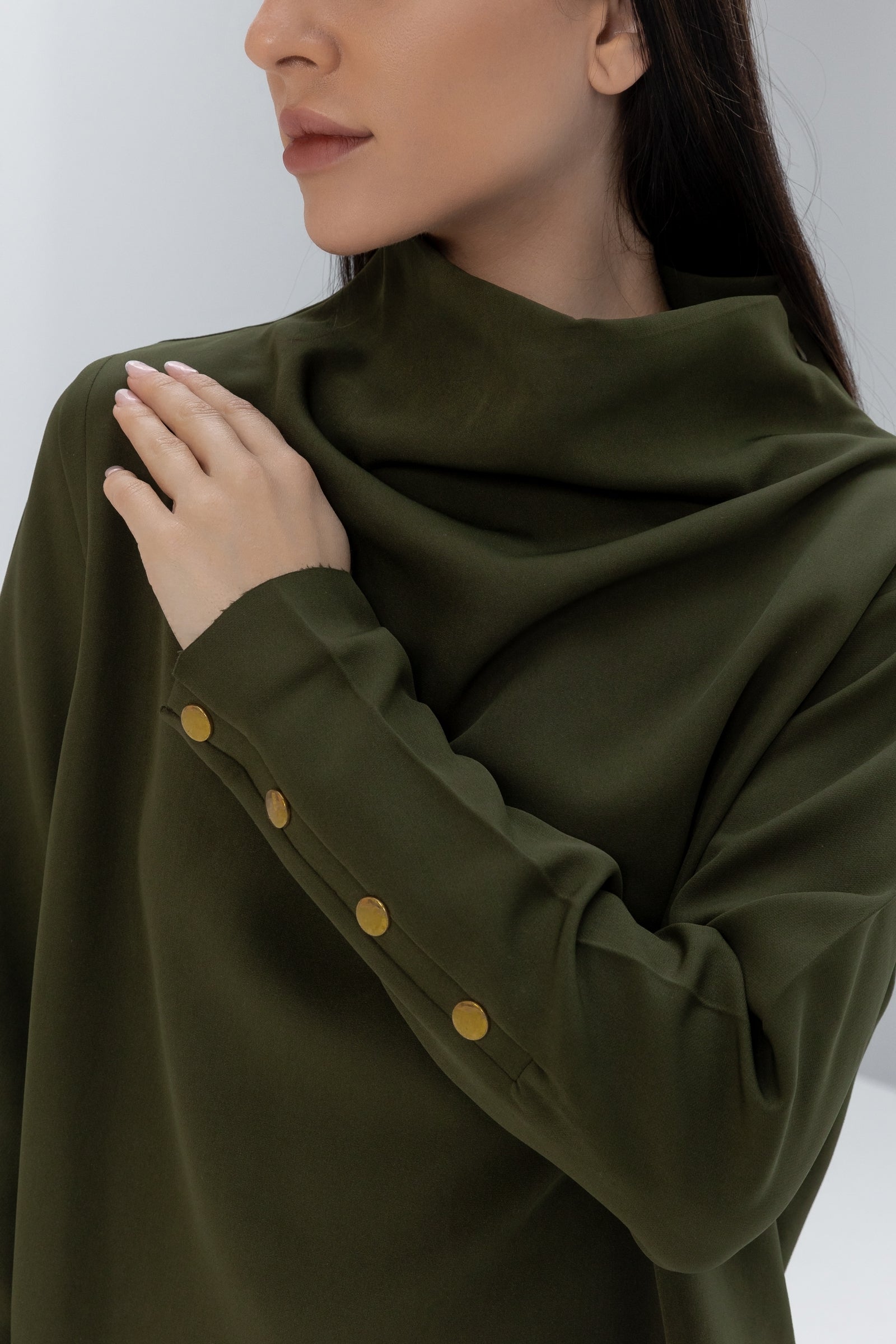 Loose Turtleneck Top with Studs