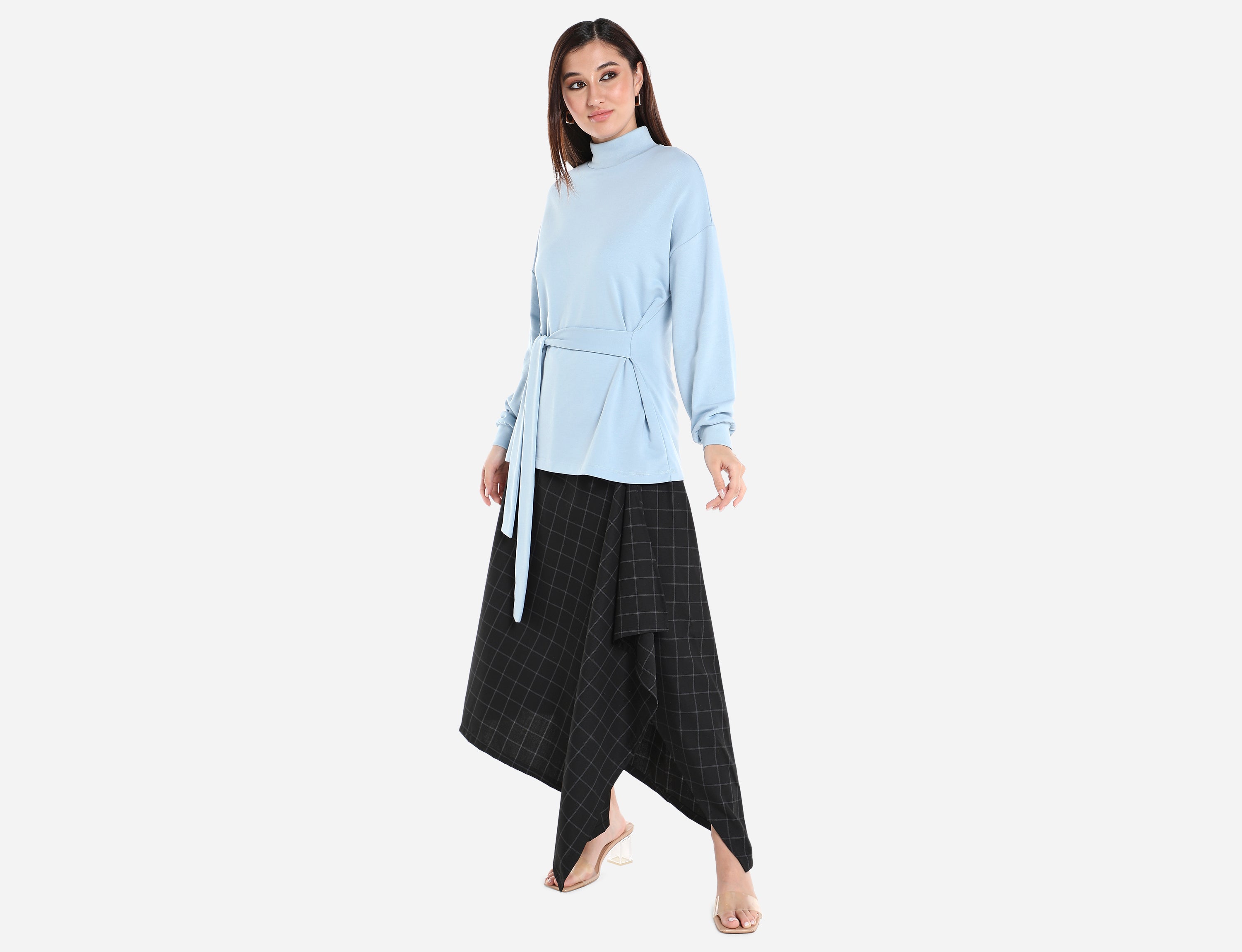 High neck Blouse with belt
