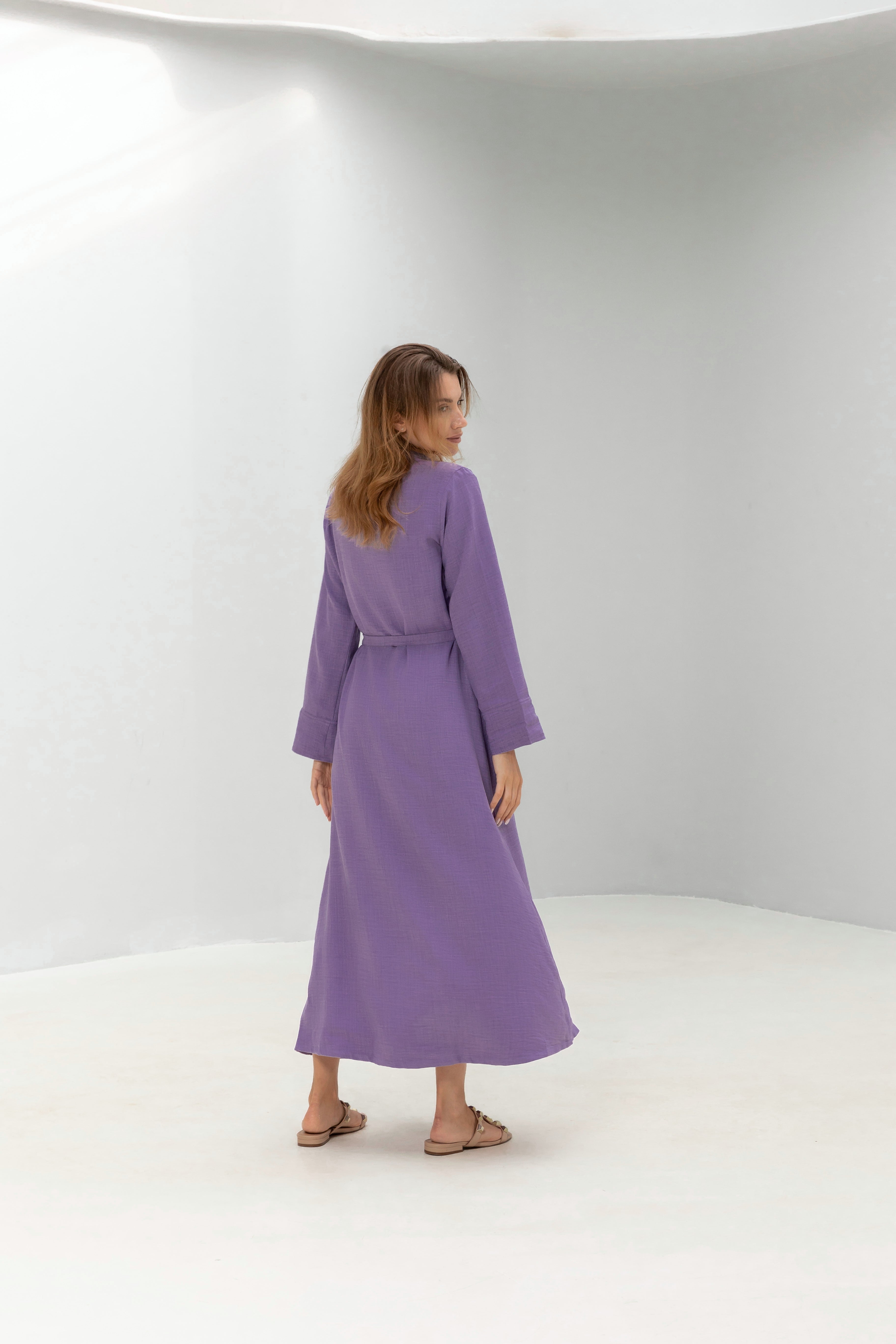 Linen Shirt Dress with Belt Bag