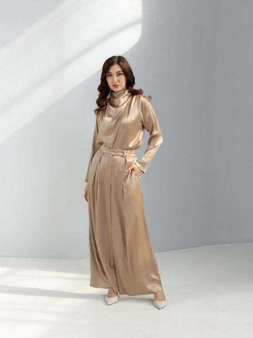 Wide leg Satin Trousers