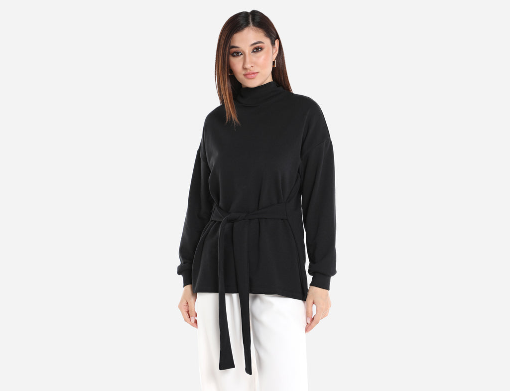 High neck Blouse with belt