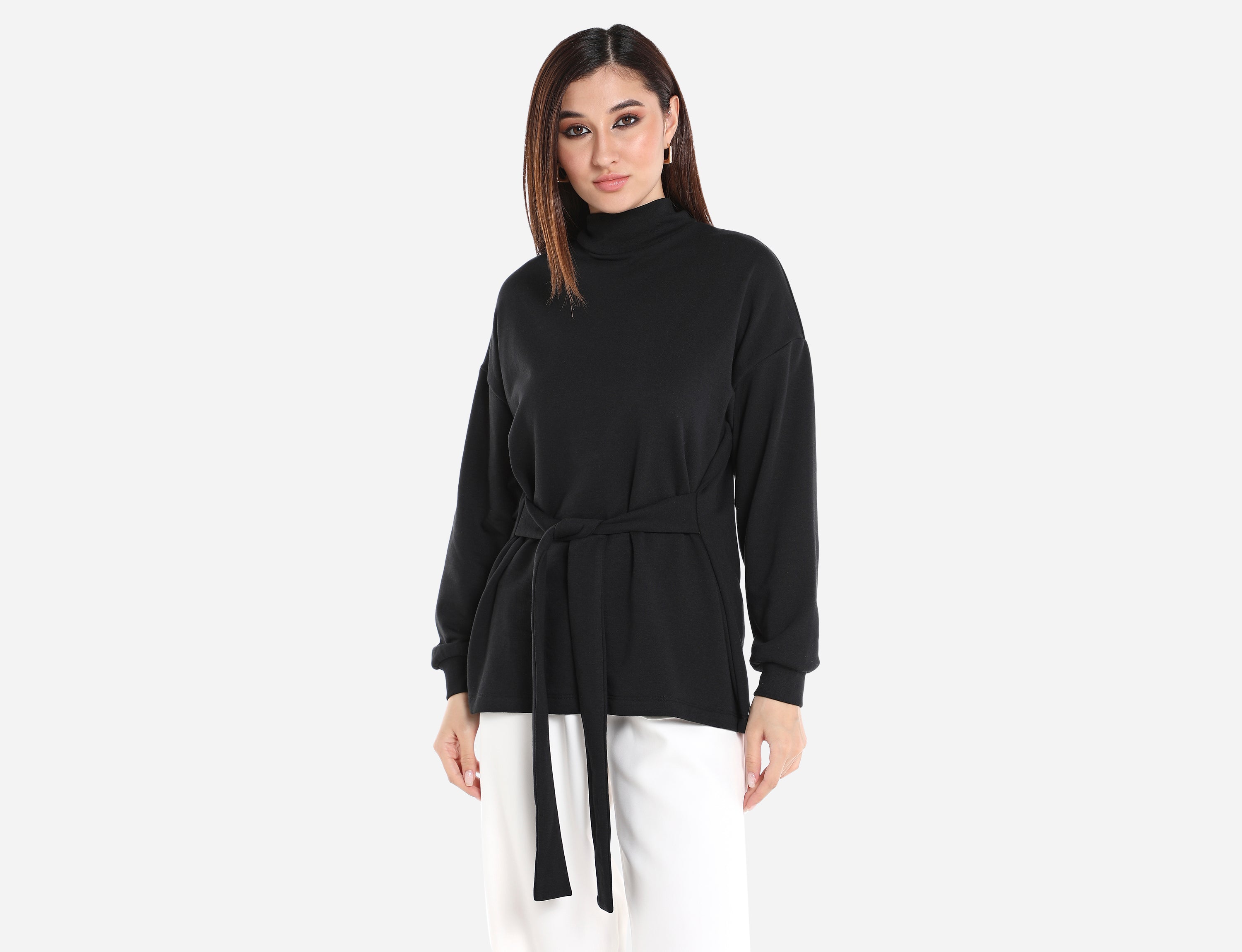 High neck Blouse with belt