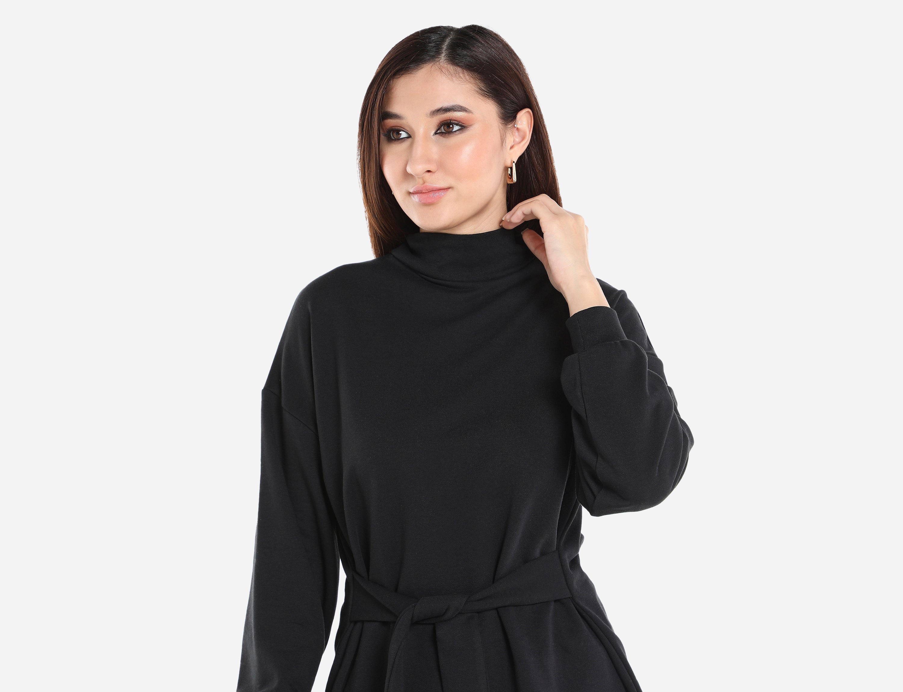 High neck Blouse with belt