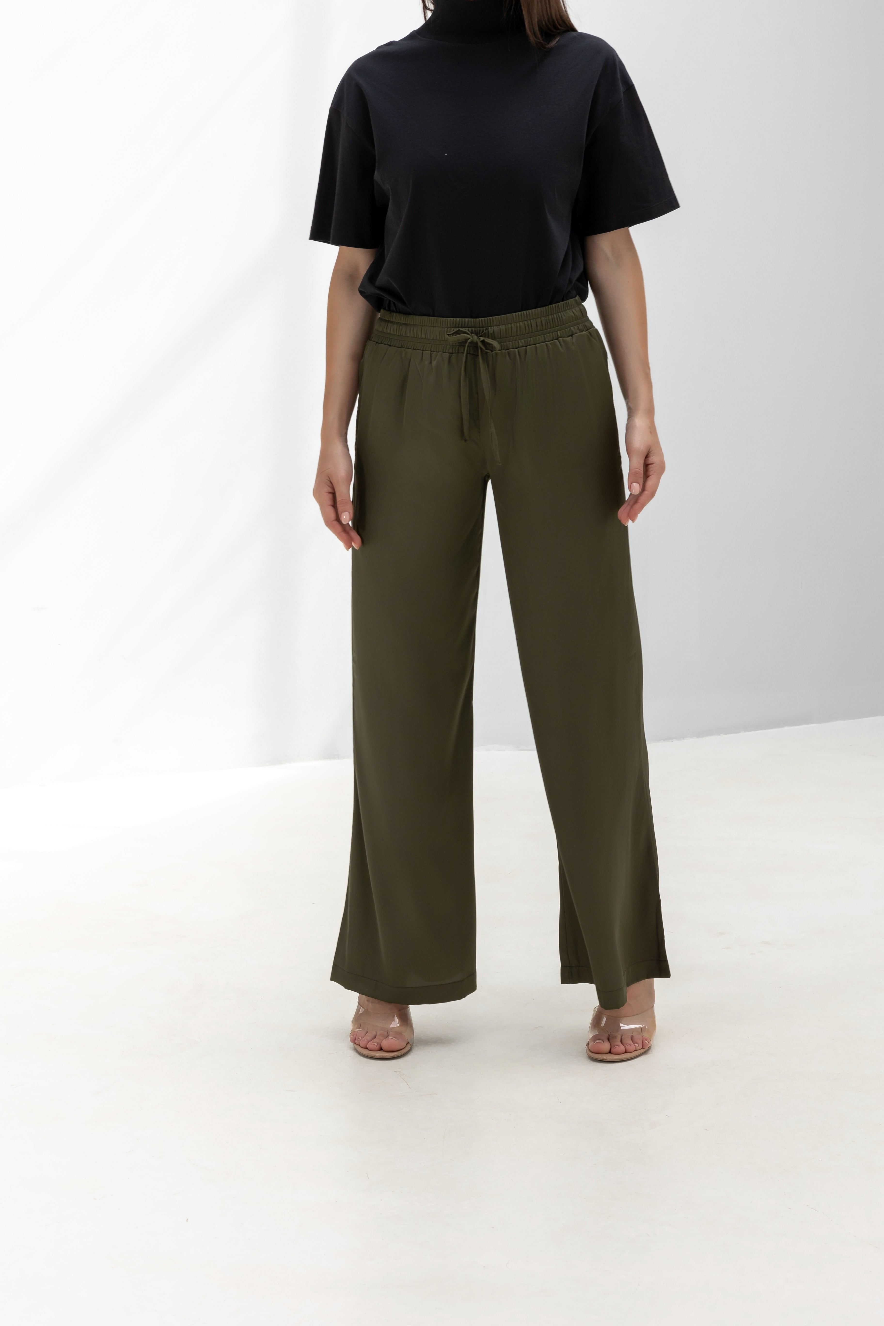 Mid-waist Flowing Silk Trousers
