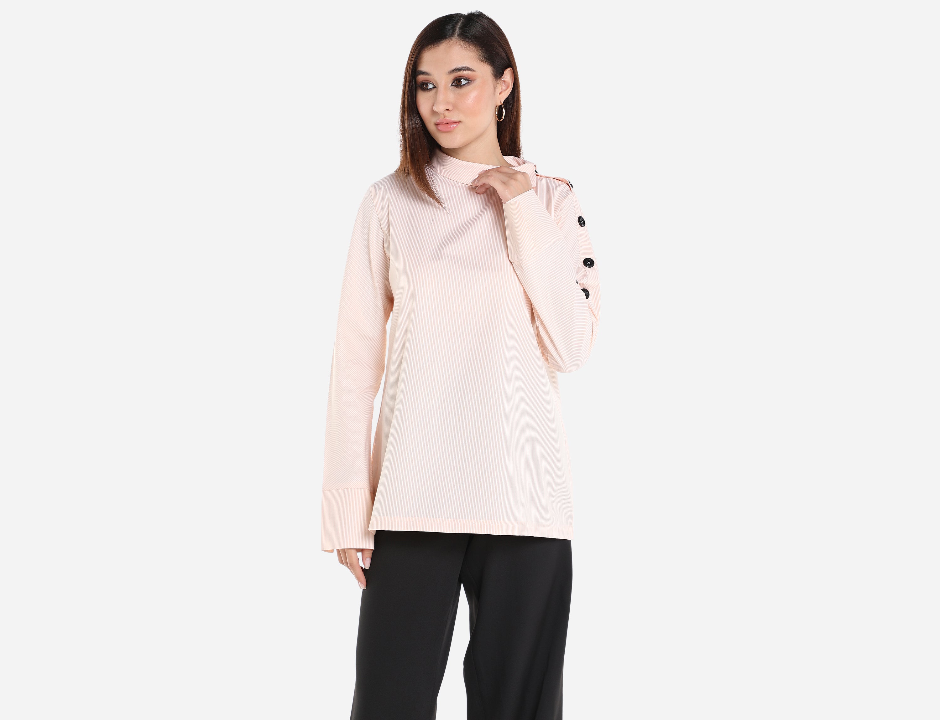 Shirt with buttons on sleeve
