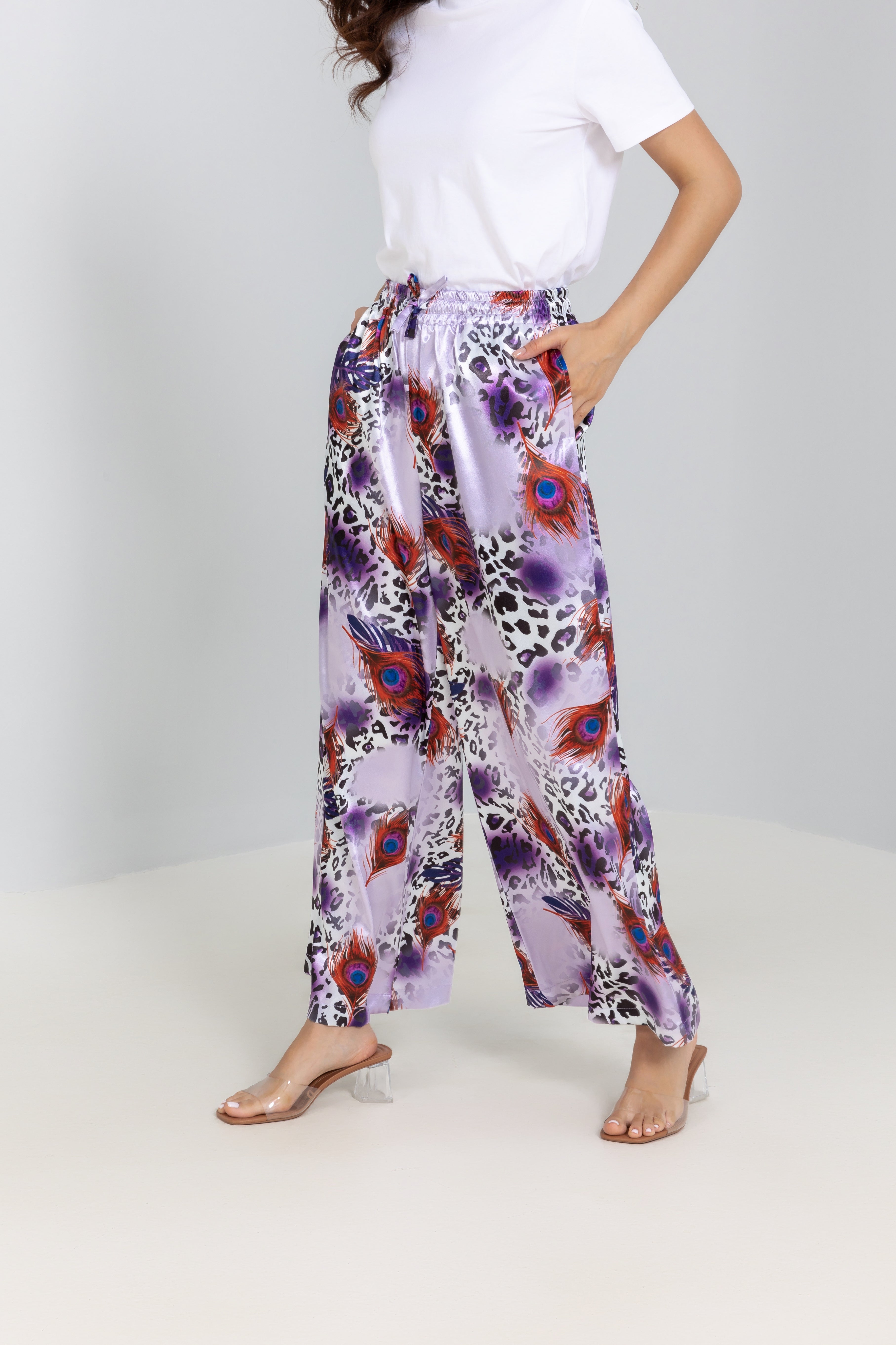Flowing wide-leg Printed Trousers