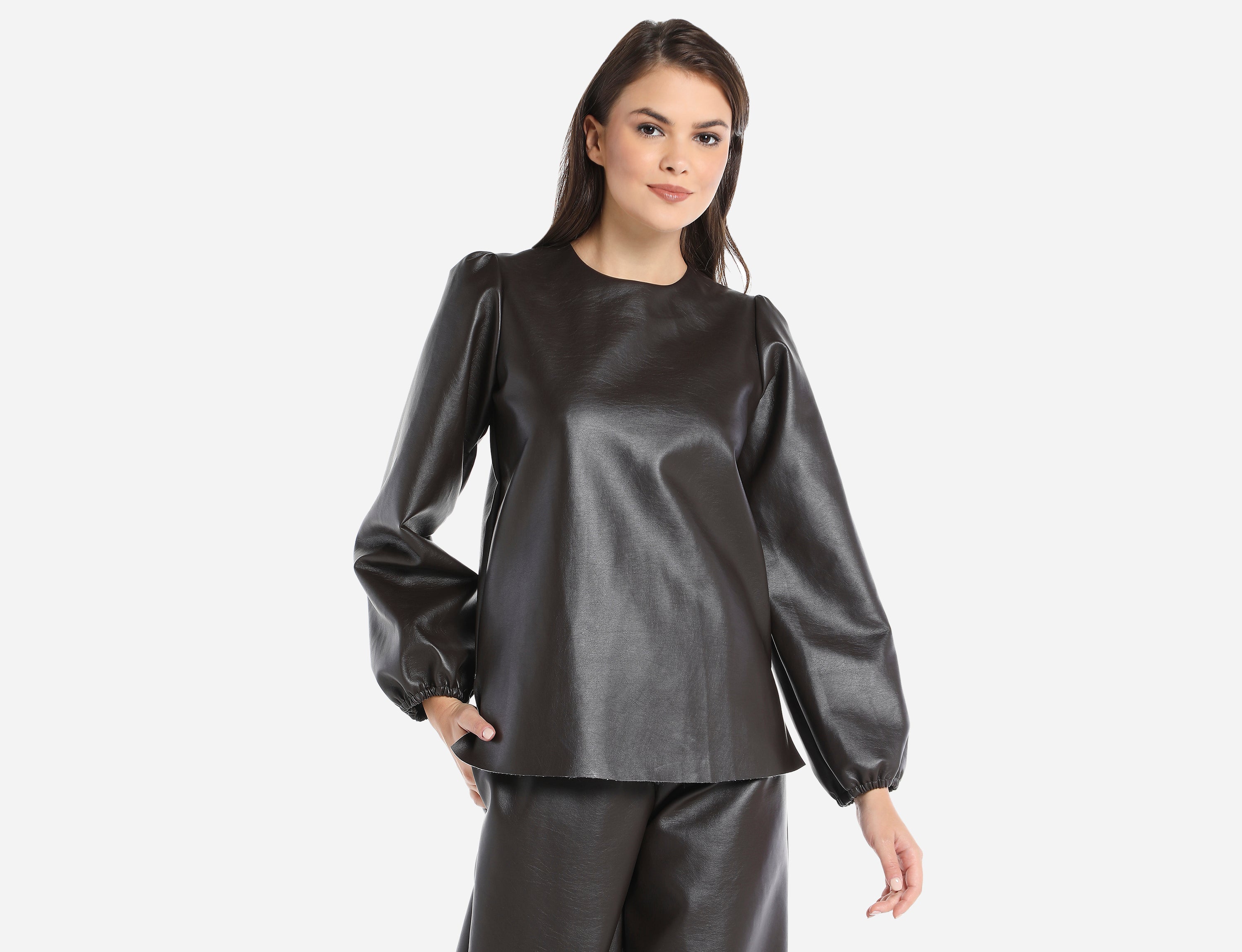 Masculine low rise Faux Leather trousers