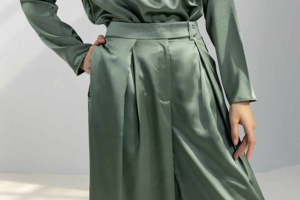Wide leg Satin Trousers