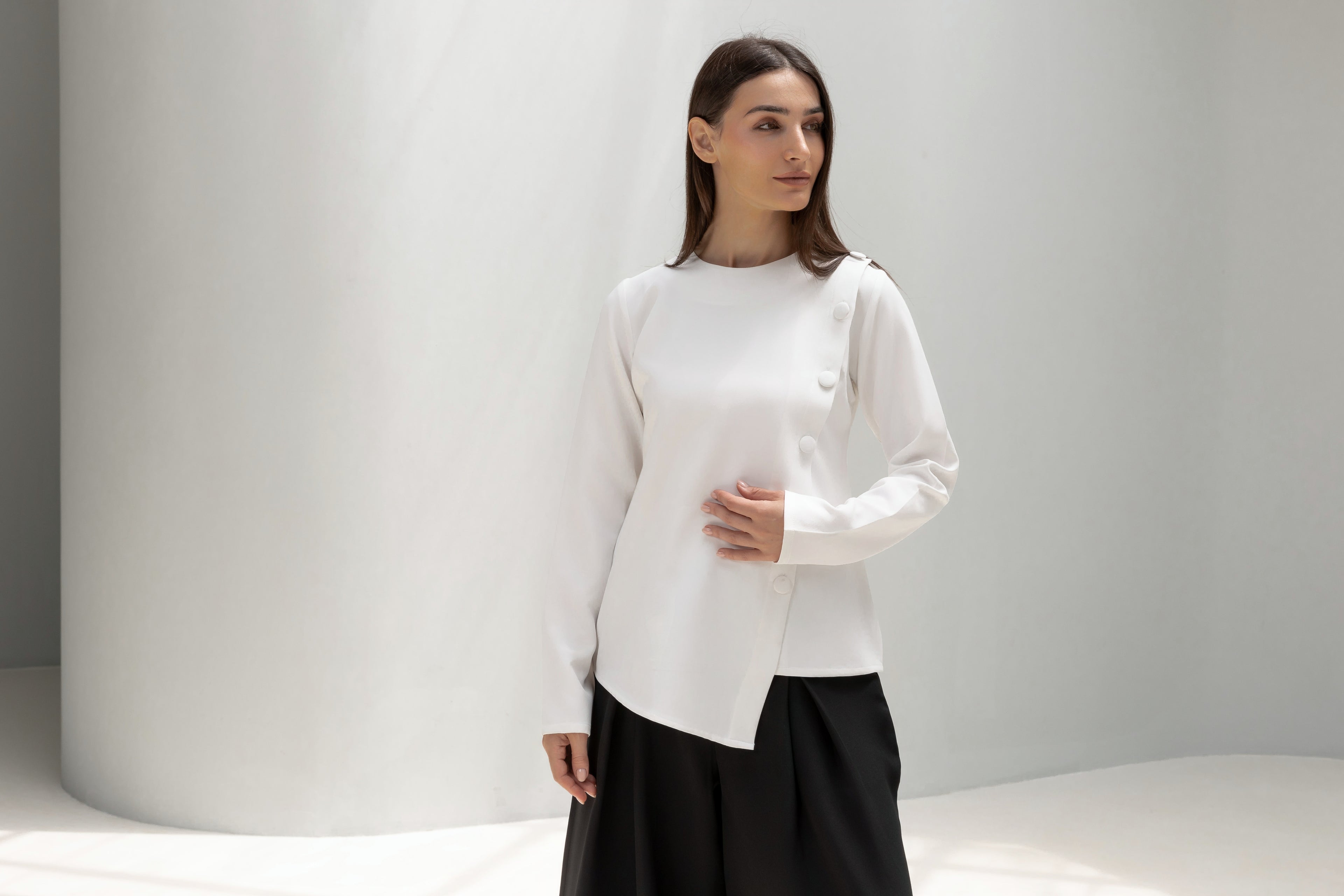 Buttoned Asymmetric Blouse