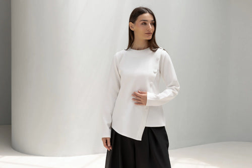 Buttoned Asymmetric Blouse